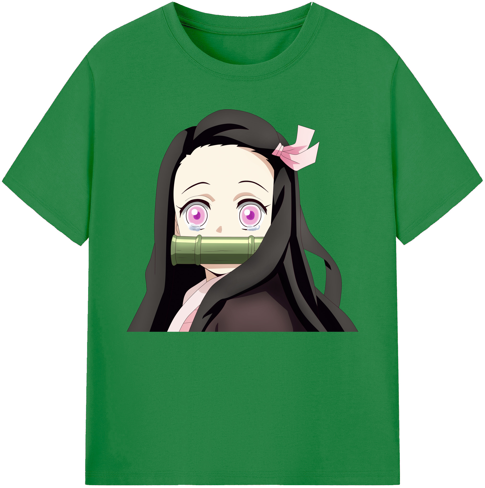 （画像用） 鬼滅の刃（きめつのやいば）竈門 禰󠄀豆子／かまど ねずこ Kamado Nezuko 綿100％ メンズ半袖Tシャツ｜肌触りやわらか＆通気性