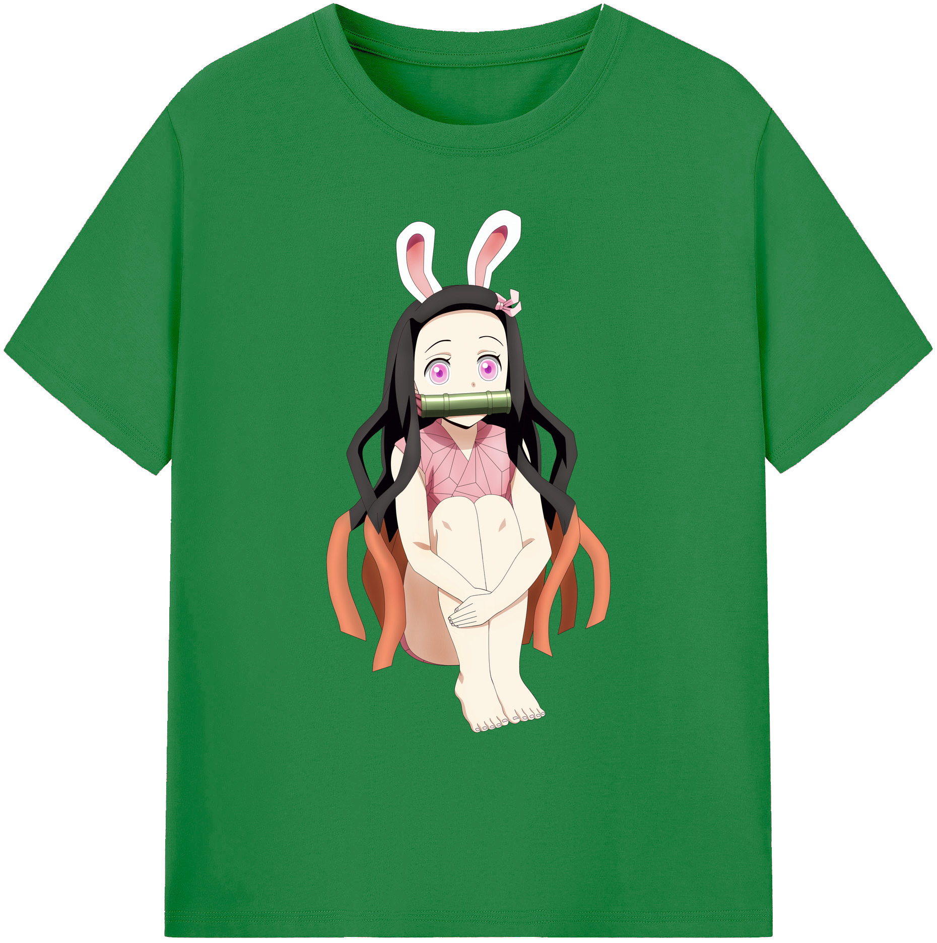 （画像用） 鬼滅の刃（きめつのやいば）竈門 禰󠄀豆子／かまど ねずこ Kamado Nezuko 綿100％ メンズ半袖Tシャツ｜肌触りやわらか＆通気性