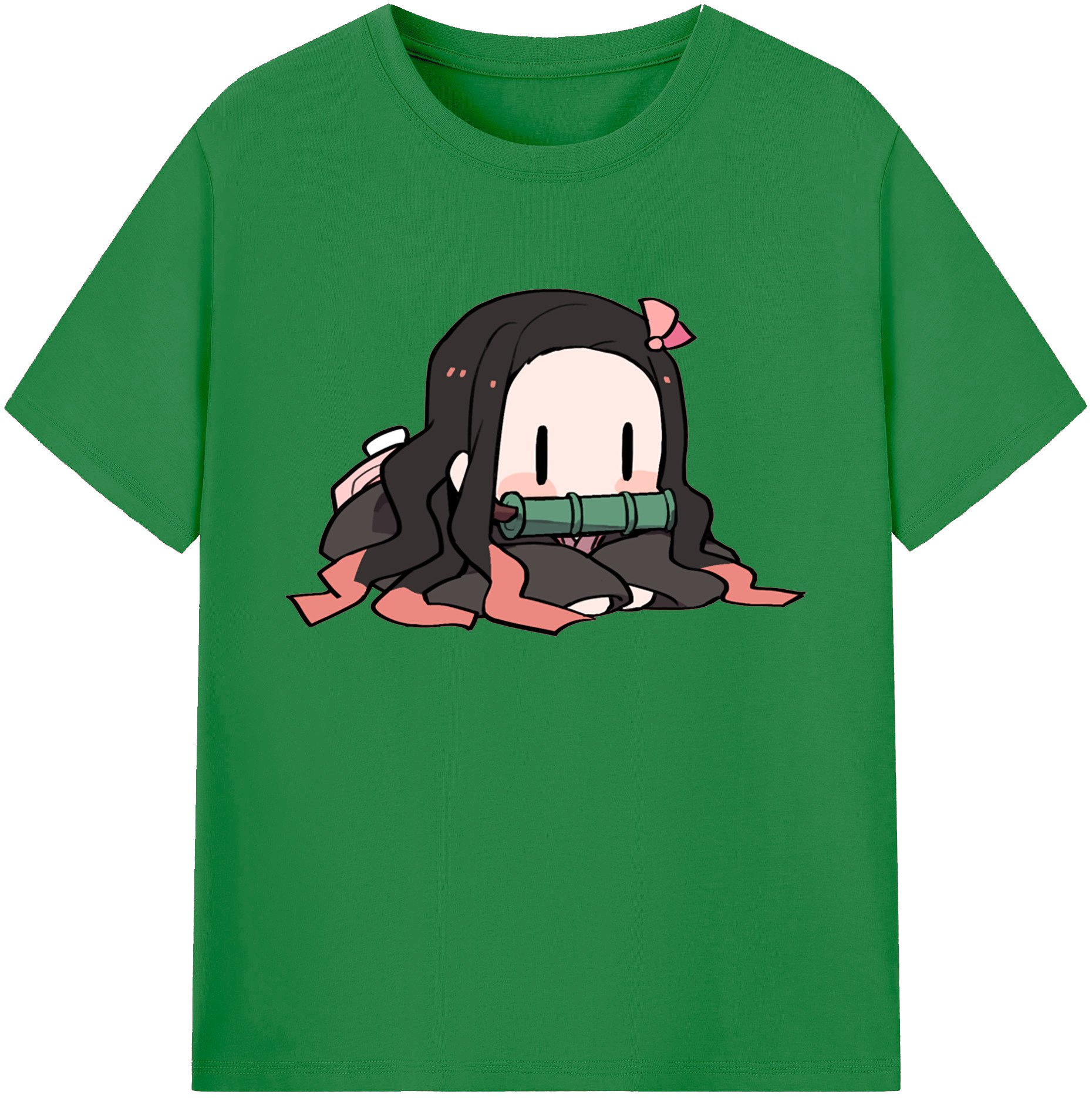 （画像用） 鬼滅の刃（きめつのやいば）竈門 禰󠄀豆子／かまど ねずこ Kamado Nezuko 綿100％ メンズ半袖Tシャツ｜肌触りやわらか＆通気性