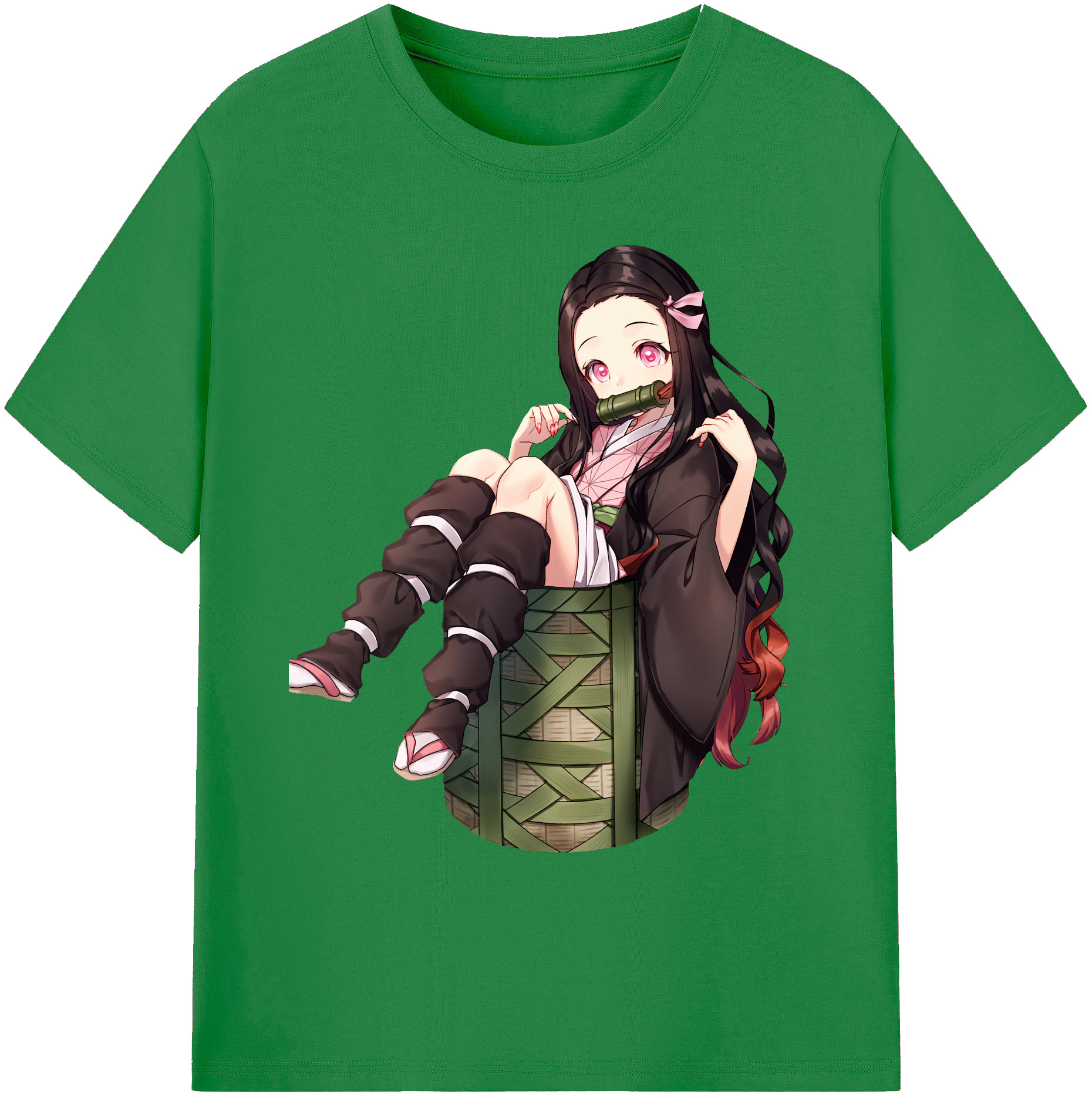 （画像用） 鬼滅の刃（きめつのやいば）竈門 禰󠄀豆子／かまど ねずこ Kamado Nezuko 綿100％ メンズ半袖Tシャツ｜肌触りやわらか＆通気性