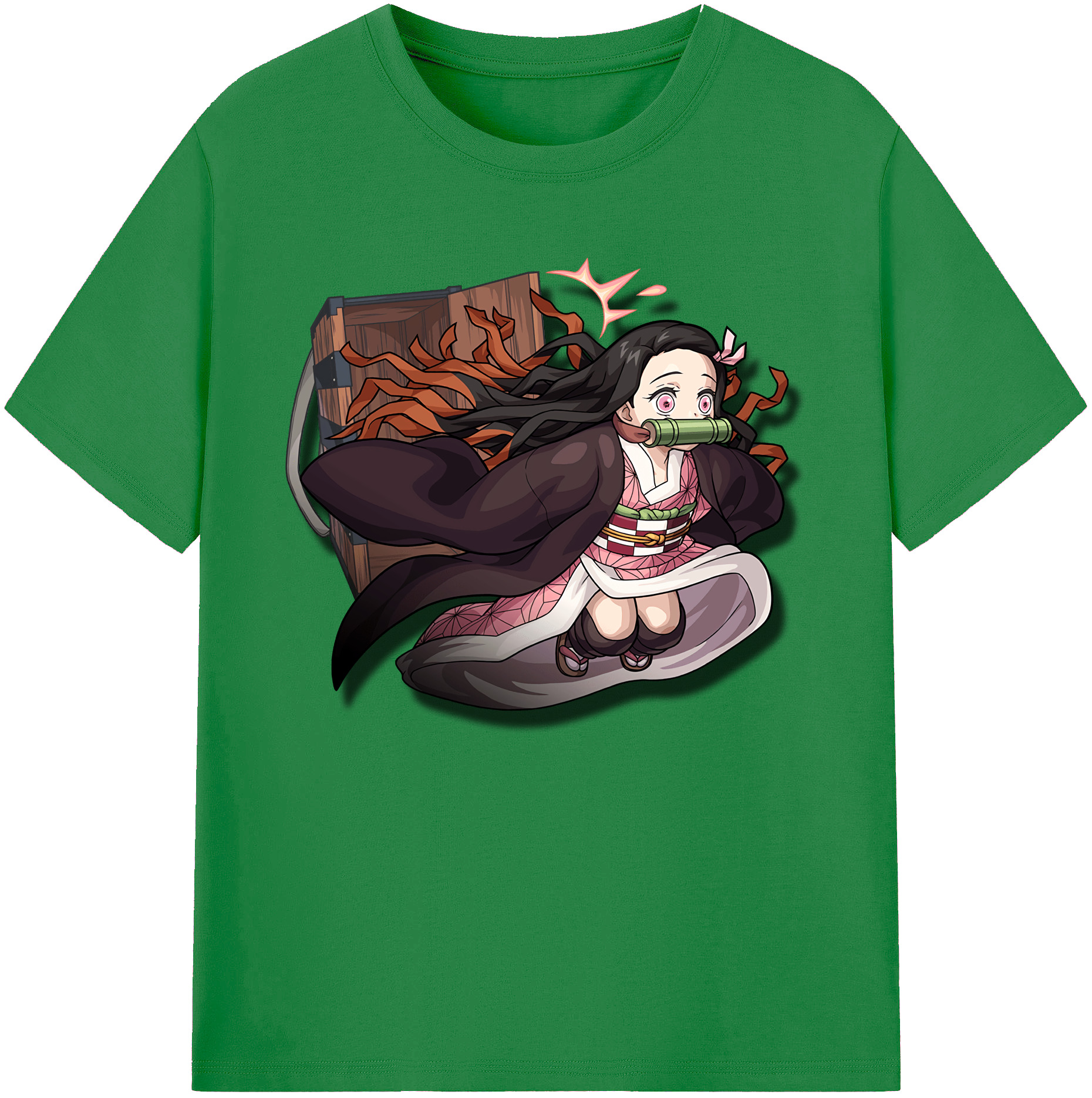 （画像用） 鬼滅の刃（きめつのやいば）竈門 禰󠄀豆子／かまど ねずこ Kamado Nezuko 綿100％ メンズ半袖Tシャツ｜肌触りやわらか＆通気性