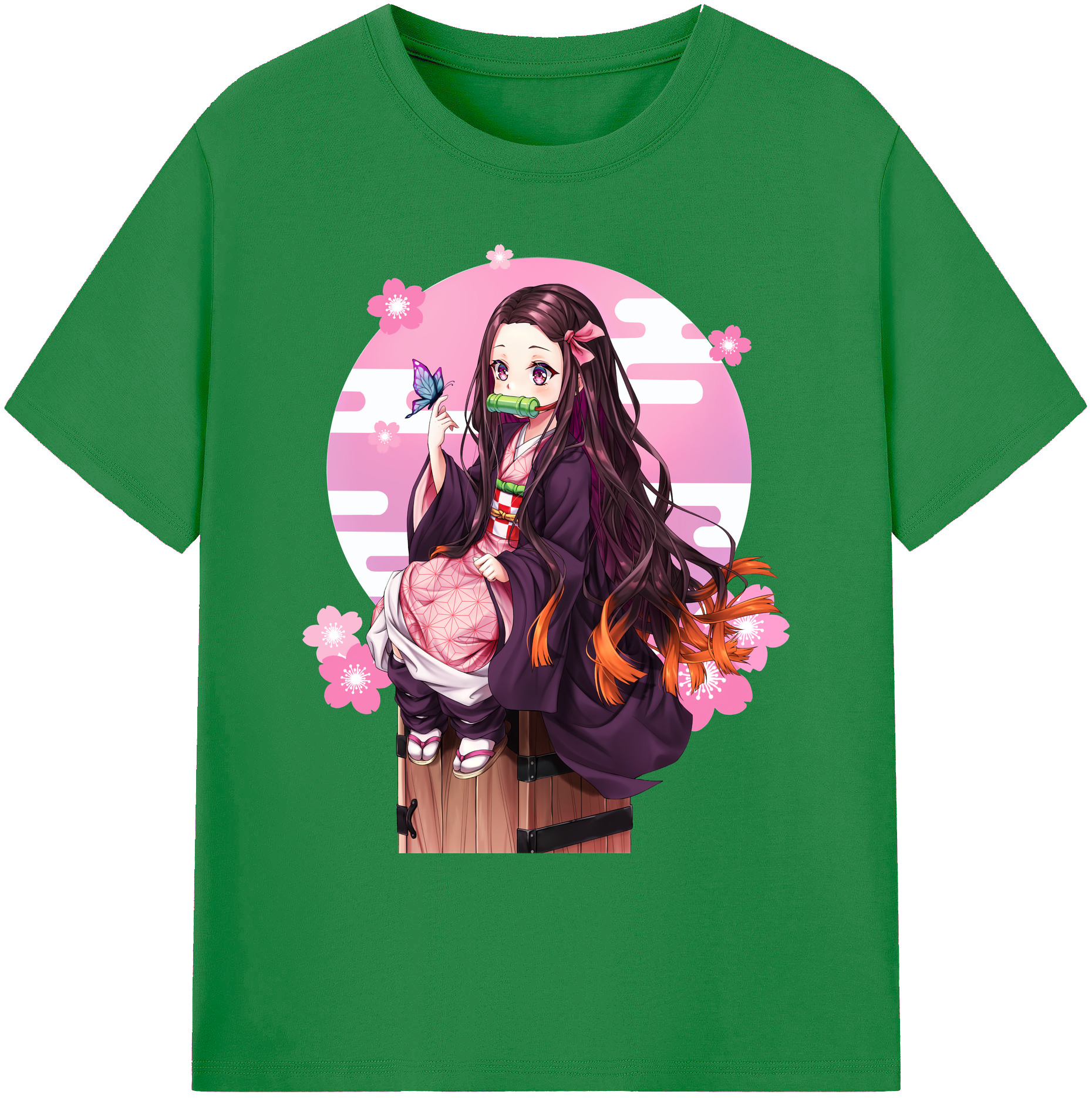 （画像用） 鬼滅の刃（きめつのやいば）竈門 禰󠄀豆子／かまど ねずこ Kamado Nezuko 綿100％ メンズ半袖Tシャツ｜肌触りやわらか＆通気性