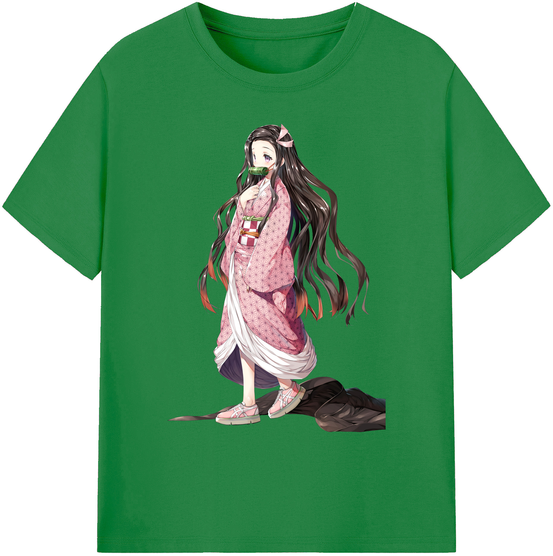 （画像用） 鬼滅の刃（きめつのやいば）竈門 禰󠄀豆子／かまど ねずこ Kamado Nezuko 綿100％ メンズ半袖Tシャツ｜肌触りやわらか＆通気性