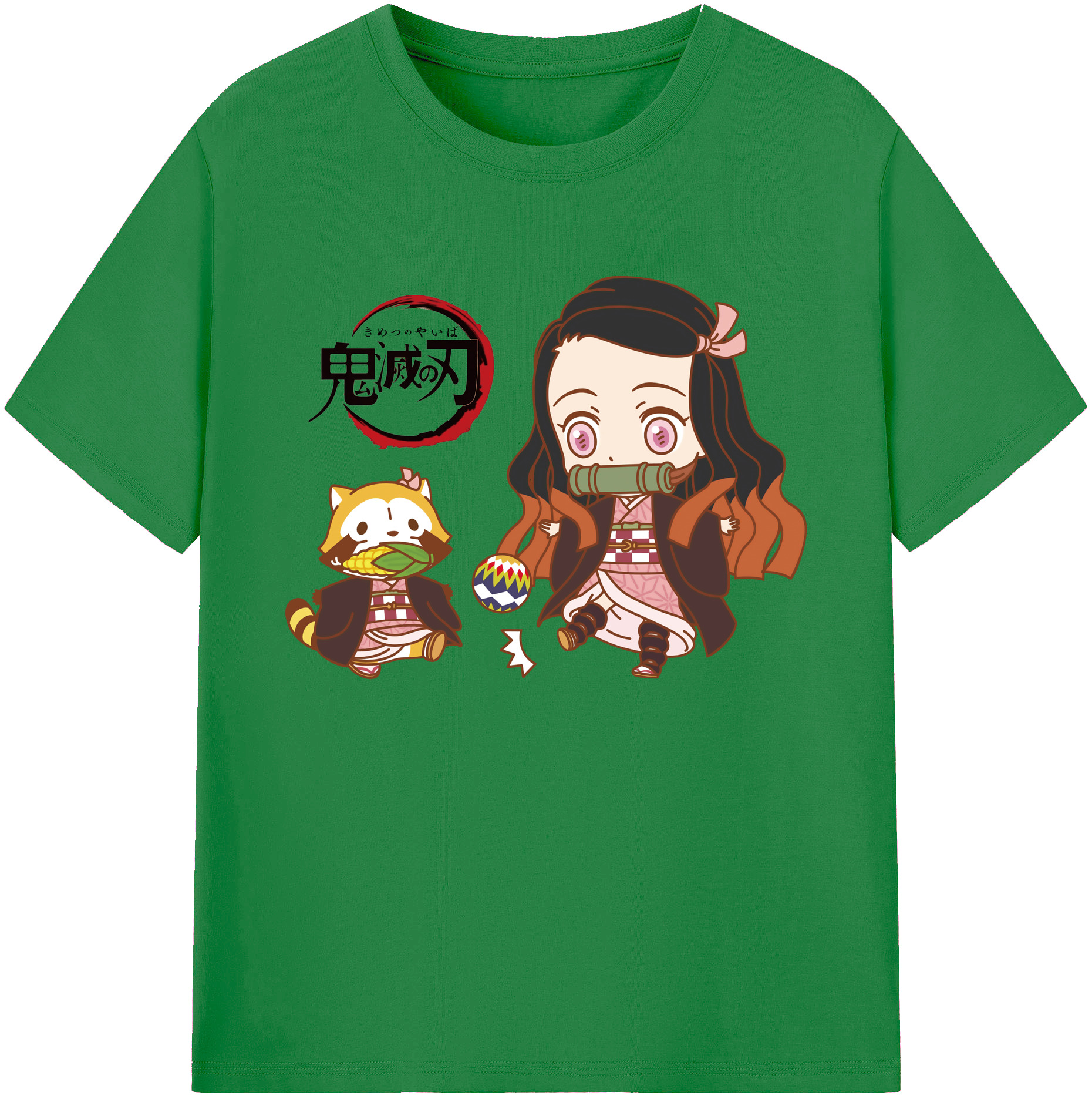 （画像用） 鬼滅の刃（きめつのやいば）竈門 禰󠄀豆子／かまど ねずこ Kamado Nezuko 綿100％ メンズ半袖Tシャツ｜肌触りやわらか＆通気性