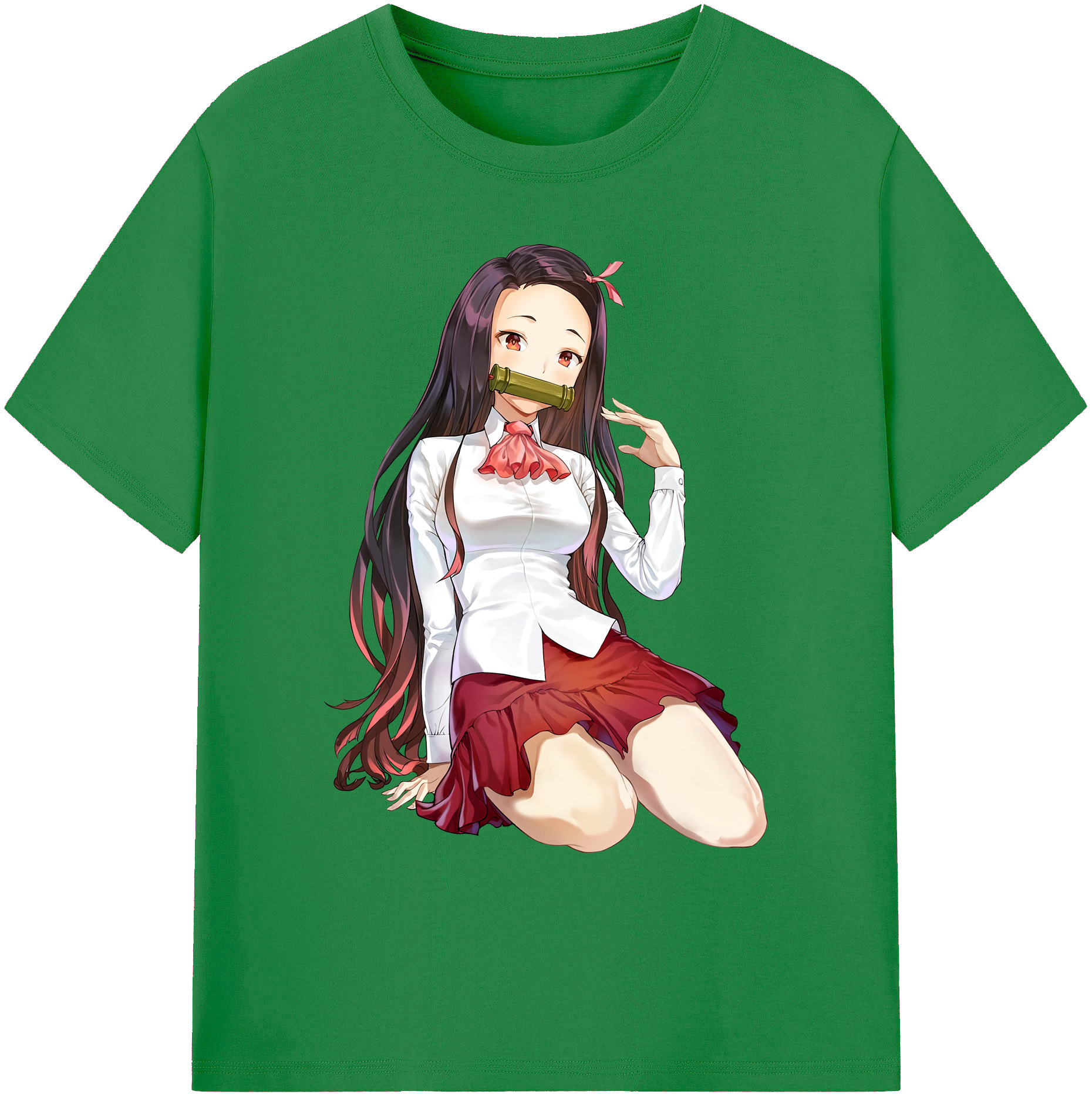 （画像用） 鬼滅の刃（きめつのやいば）竈門 禰󠄀豆子／かまど ねずこ Kamado Nezuko 綿100％ メンズ半袖Tシャツ｜肌触りやわらか＆通気性