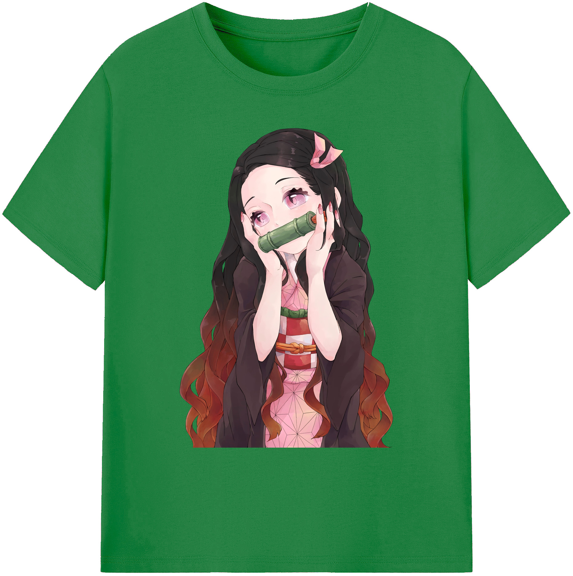 （画像用） 鬼滅の刃（きめつのやいば）竈門 禰󠄀豆子／かまど ねずこ Kamado Nezuko 綿100％ メンズ半袖Tシャツ｜肌触りやわらか＆通気性