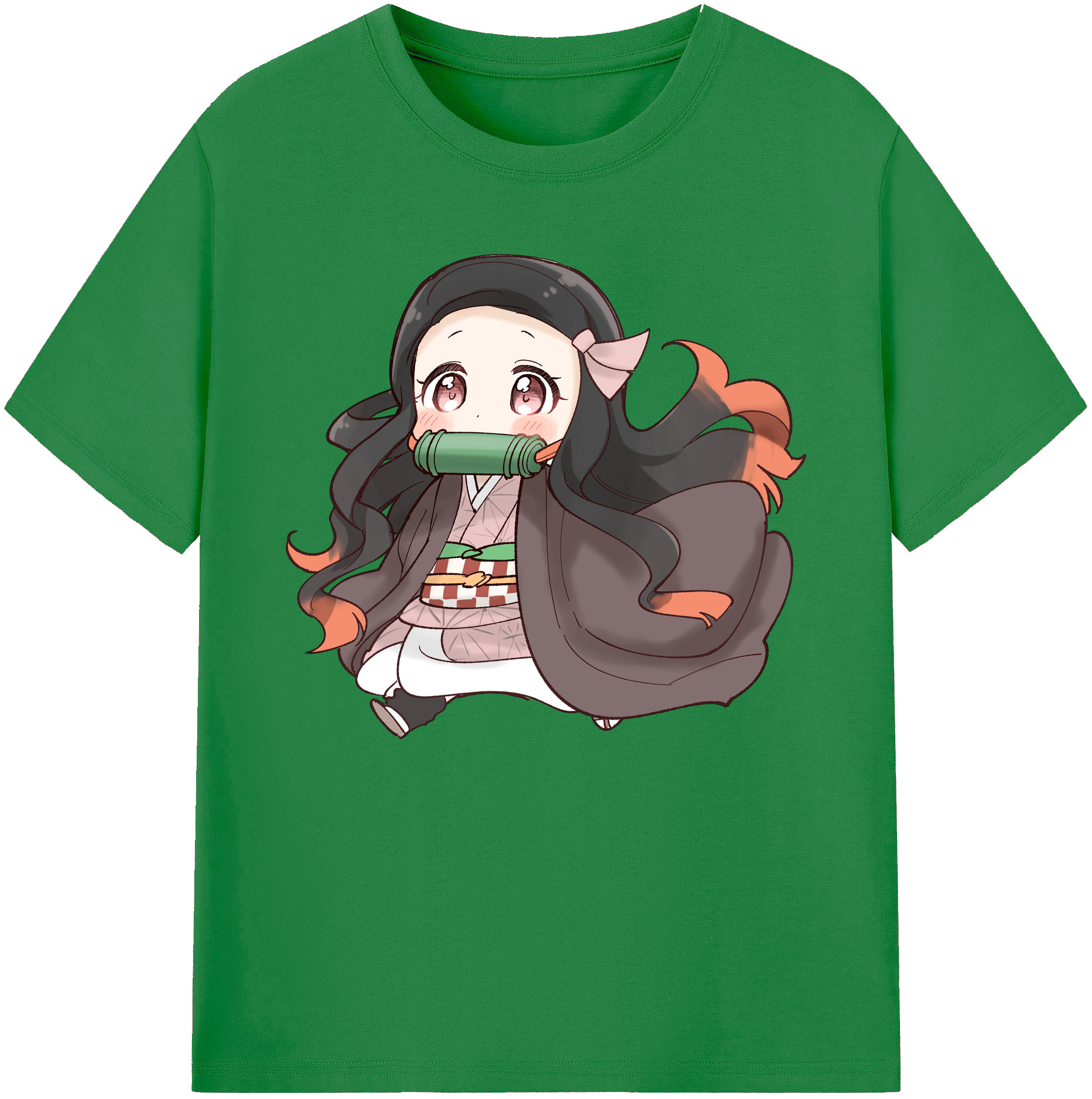 （画像用） 鬼滅の刃（きめつのやいば）竈門 禰󠄀豆子／かまど ねずこ Kamado Nezuko 綿100％ メンズ半袖Tシャツ｜肌触りやわらか＆通気性