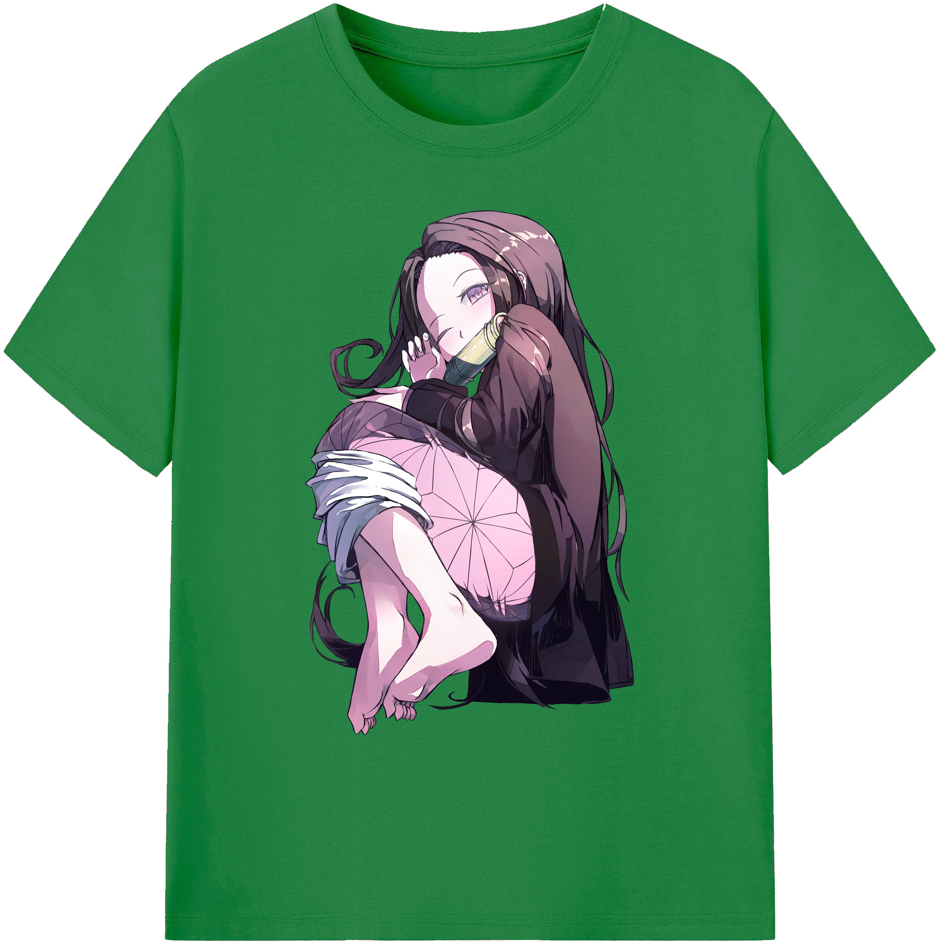 （画像用） 鬼滅の刃（きめつのやいば）竈門 禰󠄀豆子／かまど ねずこ Kamado Nezuko 綿100％ メンズ半袖Tシャツ｜肌触りやわらか＆通気性