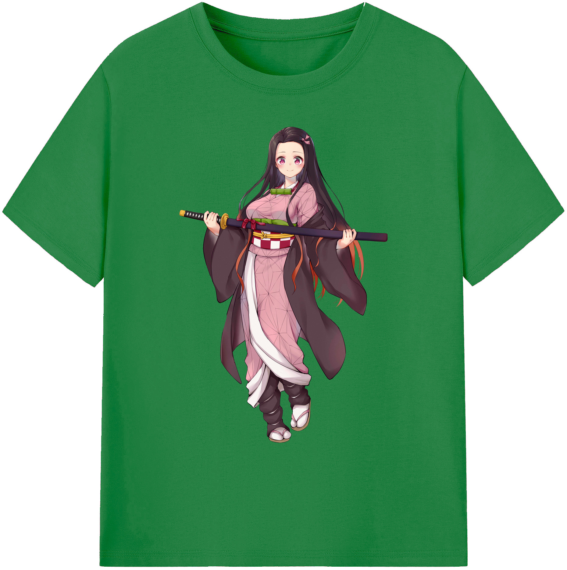 （画像用） 鬼滅の刃（きめつのやいば）竈門 禰󠄀豆子／かまど ねずこ Kamado Nezuko 綿100％ メンズ半袖Tシャツ｜肌触りやわらか＆通気性