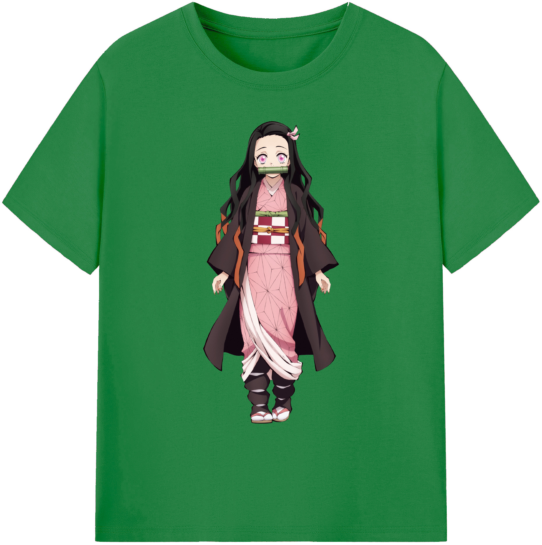 （画像用） 鬼滅の刃（きめつのやいば）竈門 禰󠄀豆子／かまど ねずこ Kamado Nezuko 綿100％ メンズ半袖Tシャツ｜肌触りやわらか＆通気性