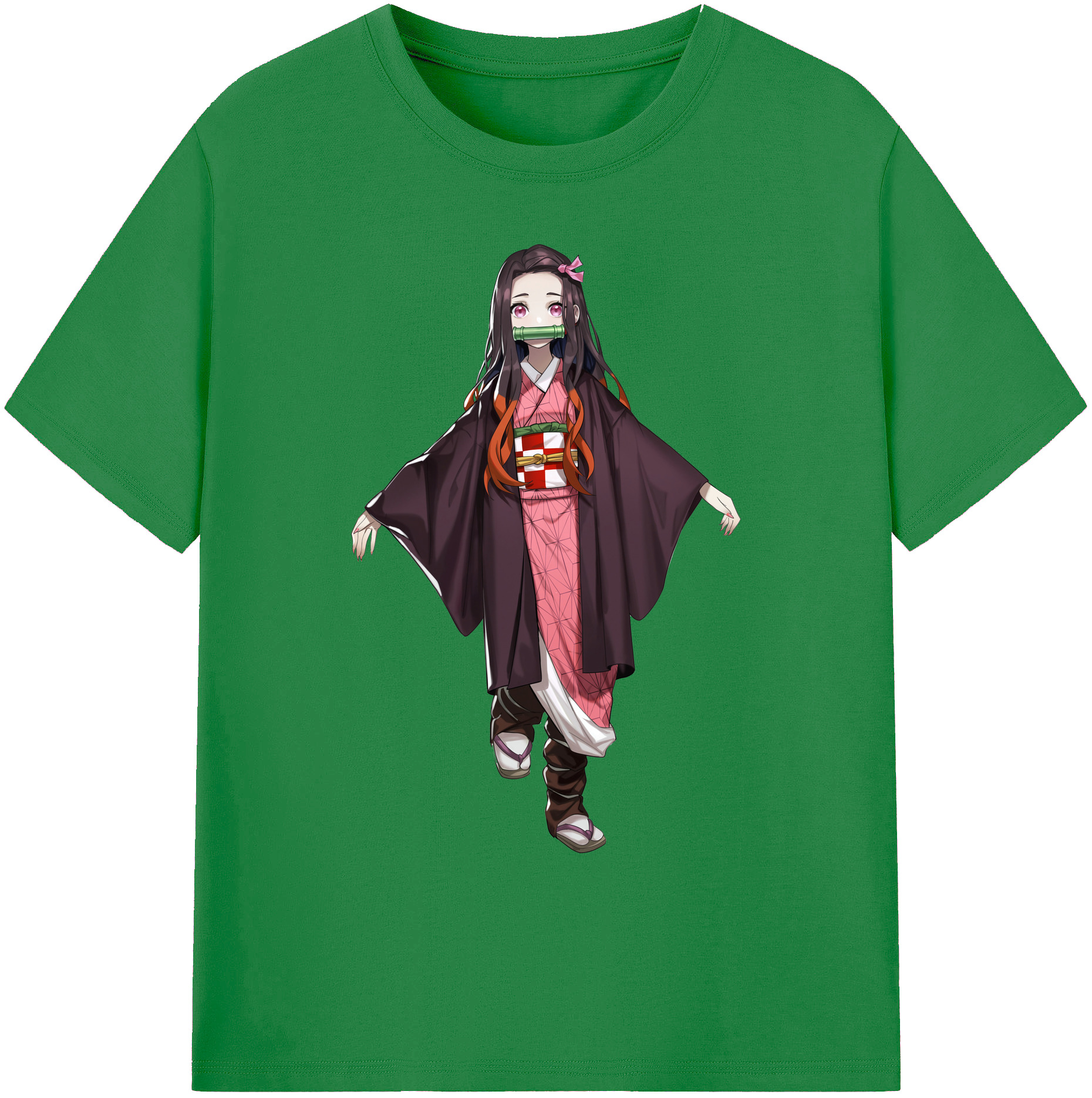 （画像用） 鬼滅の刃（きめつのやいば）竈門 禰󠄀豆子／かまど ねずこ Kamado Nezuko 綿100％ メンズ半袖Tシャツ｜肌触りやわらか＆通気性