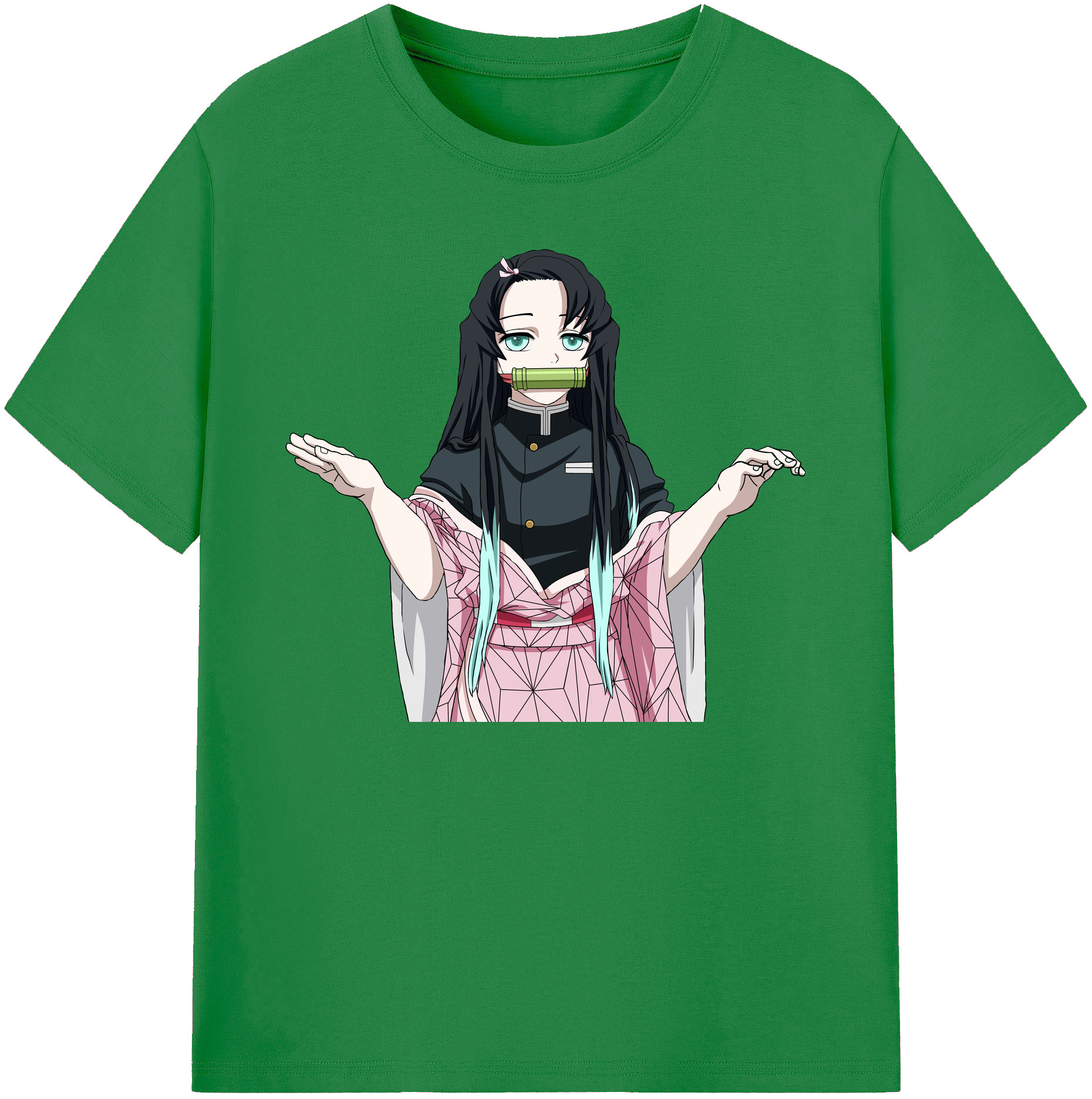 （画像用） 鬼滅の刃（きめつのやいば）竈門 禰󠄀豆子／かまど ねずこ Kamado Nezuko 綿100％ メンズ半袖Tシャツ｜肌触りやわらか＆通気性