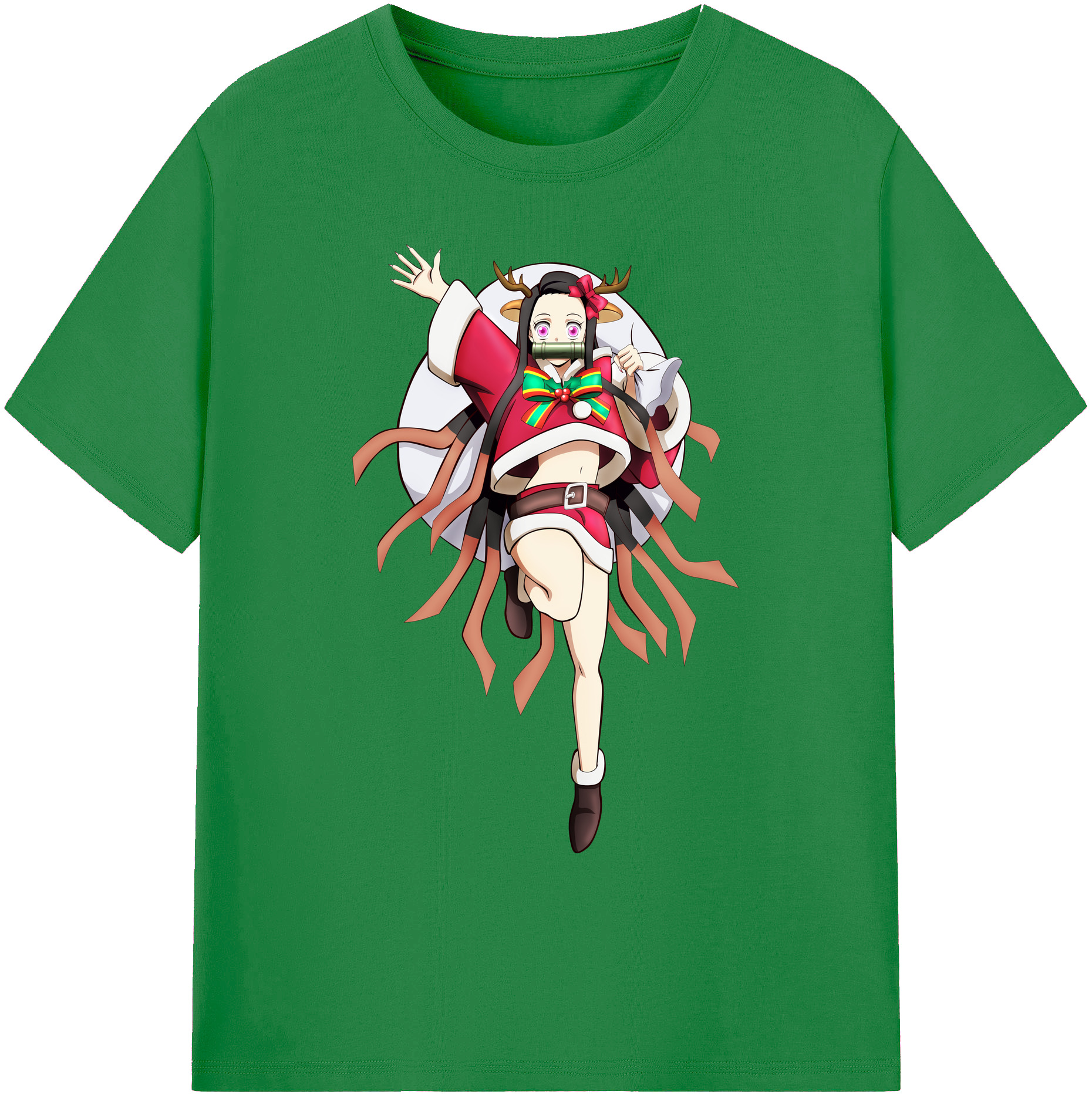 （画像用） 鬼滅の刃（きめつのやいば）竈門 禰󠄀豆子／かまど ねずこ Kamado Nezuko 綿100％ メンズ半袖Tシャツ｜肌触りやわらか＆通気性