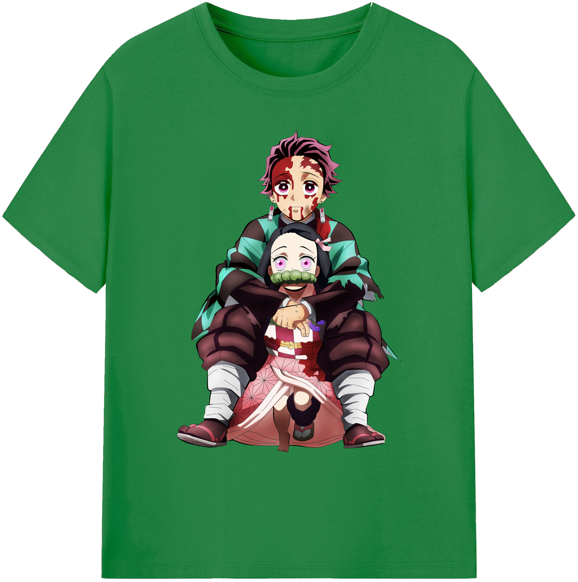 （画像用） 鬼滅の刃（きめつのやいば）竈門 禰󠄀豆子／かまど ねずこ Kamado Nezuko 綿100％ メンズ半袖Tシャツ｜肌触りやわらか＆通気性