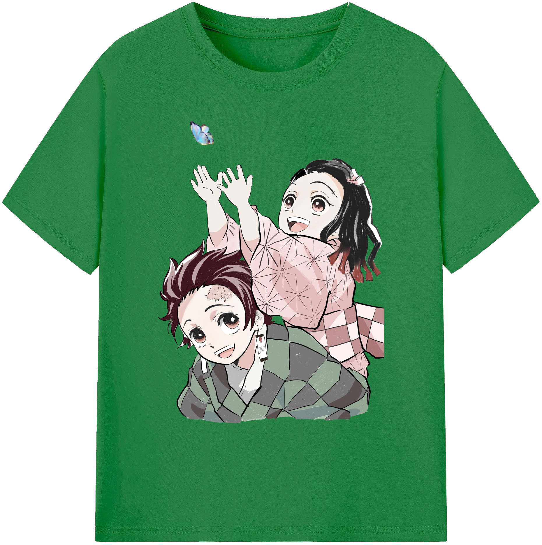 （画像用） 鬼滅の刃（きめつのやいば）竈門 禰󠄀豆子／かまど ねずこ Kamado Nezuko 綿100％ メンズ半袖Tシャツ｜肌触りやわらか＆通気性