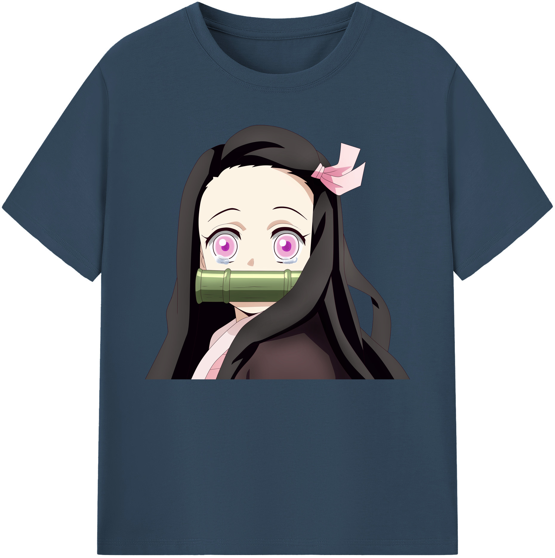 （画像用） 鬼滅の刃（きめつのやいば）竈門 禰󠄀豆子／かまど ねずこ Kamado Nezuko 綿100％ メンズ半袖Tシャツ｜肌触りやわらか＆通気性