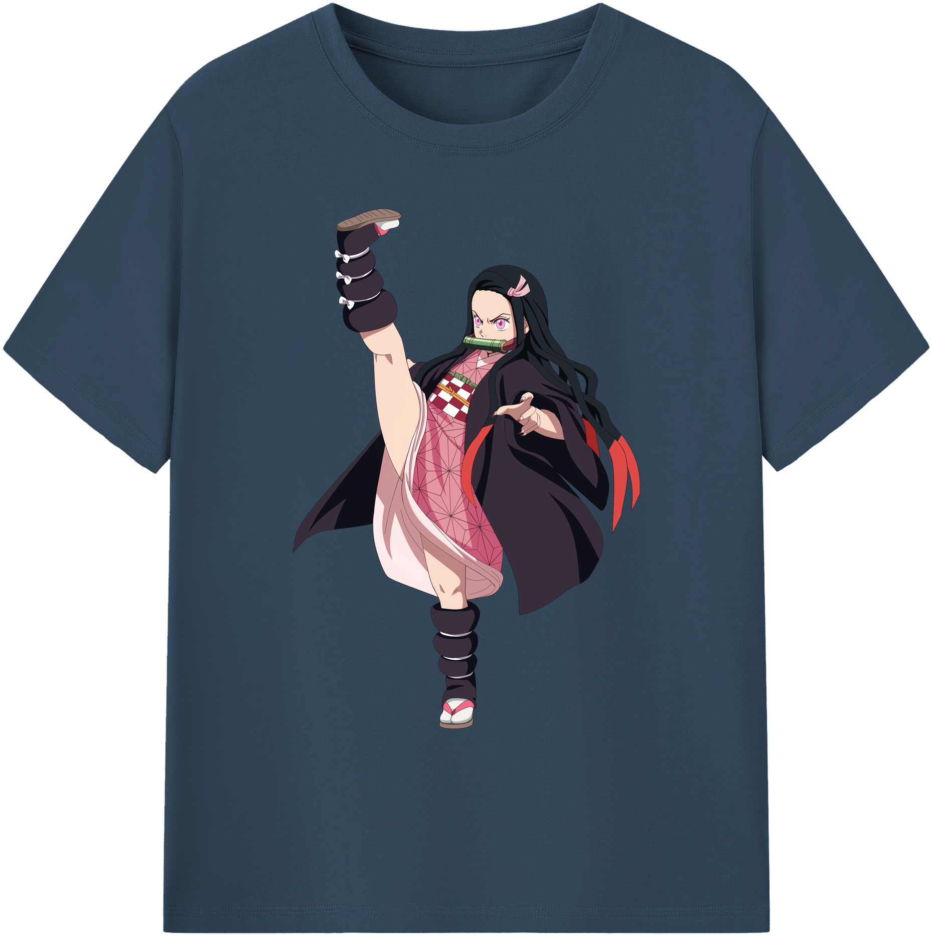 （画像用） 鬼滅の刃（きめつのやいば）竈門 禰󠄀豆子／かまど ねずこ Kamado Nezuko 綿100％ メンズ半袖Tシャツ｜肌触りやわらか＆通気性