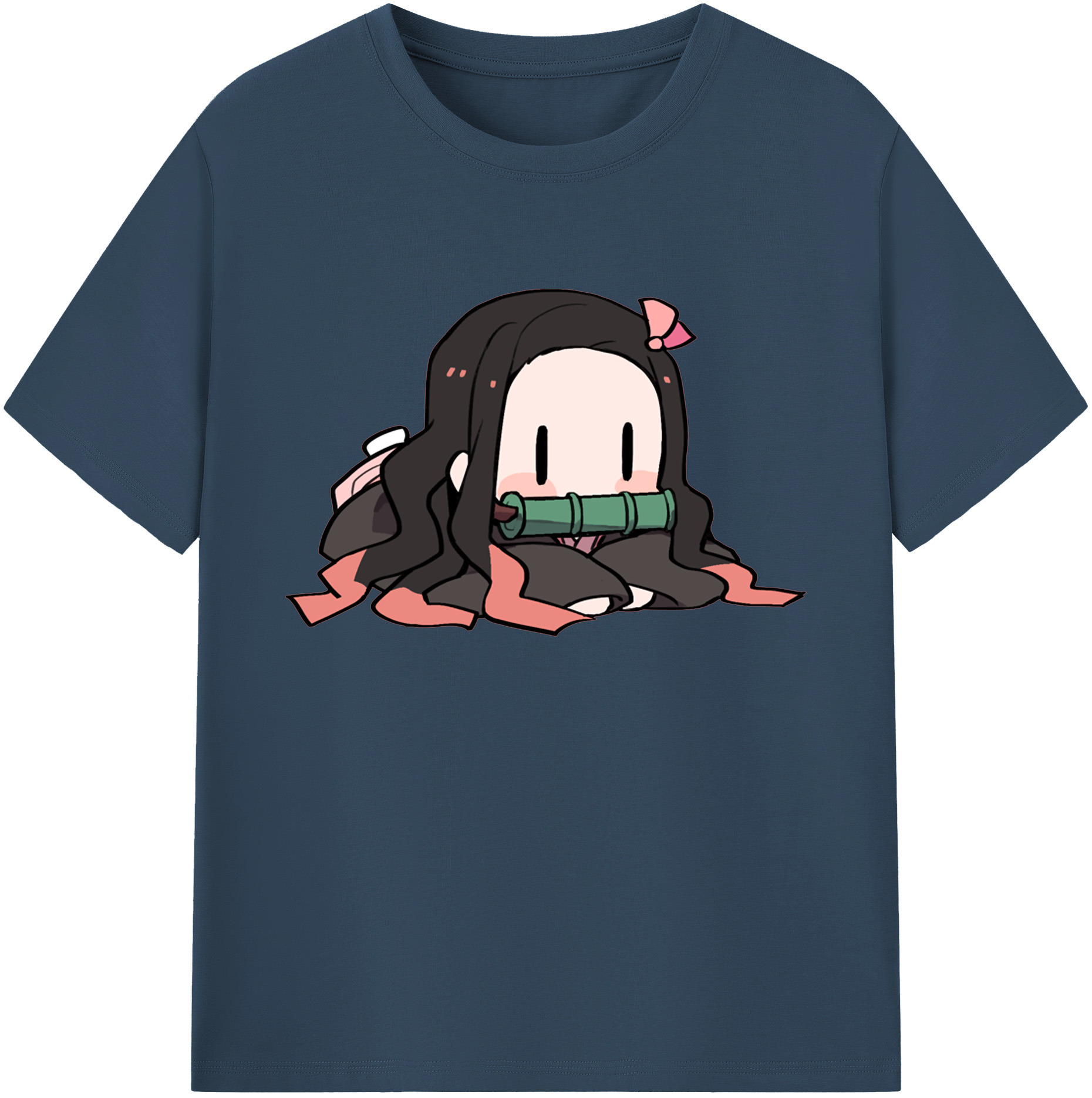 （画像用） 鬼滅の刃（きめつのやいば）竈門 禰󠄀豆子／かまど ねずこ Kamado Nezuko 綿100％ メンズ半袖Tシャツ｜肌触りやわらか＆通気性