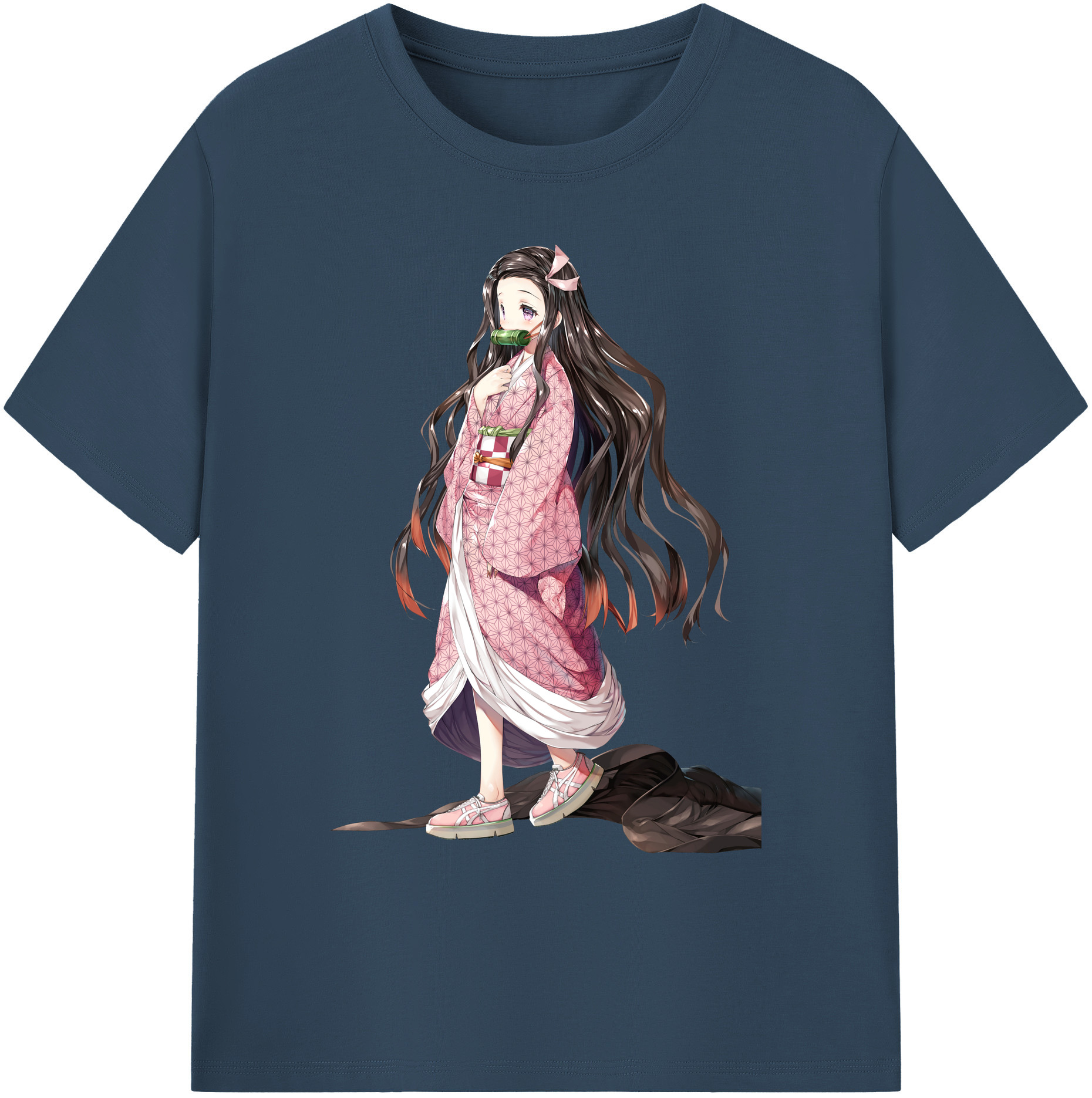（画像用） 鬼滅の刃（きめつのやいば）竈門 禰󠄀豆子／かまど ねずこ Kamado Nezuko 綿100％ メンズ半袖Tシャツ｜肌触りやわらか＆通気性