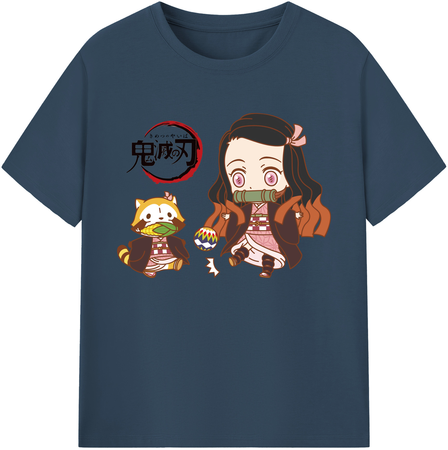 （画像用） 鬼滅の刃（きめつのやいば）竈門 禰󠄀豆子／かまど ねずこ Kamado Nezuko 綿100％ メンズ半袖Tシャツ｜肌触りやわらか＆通気性
