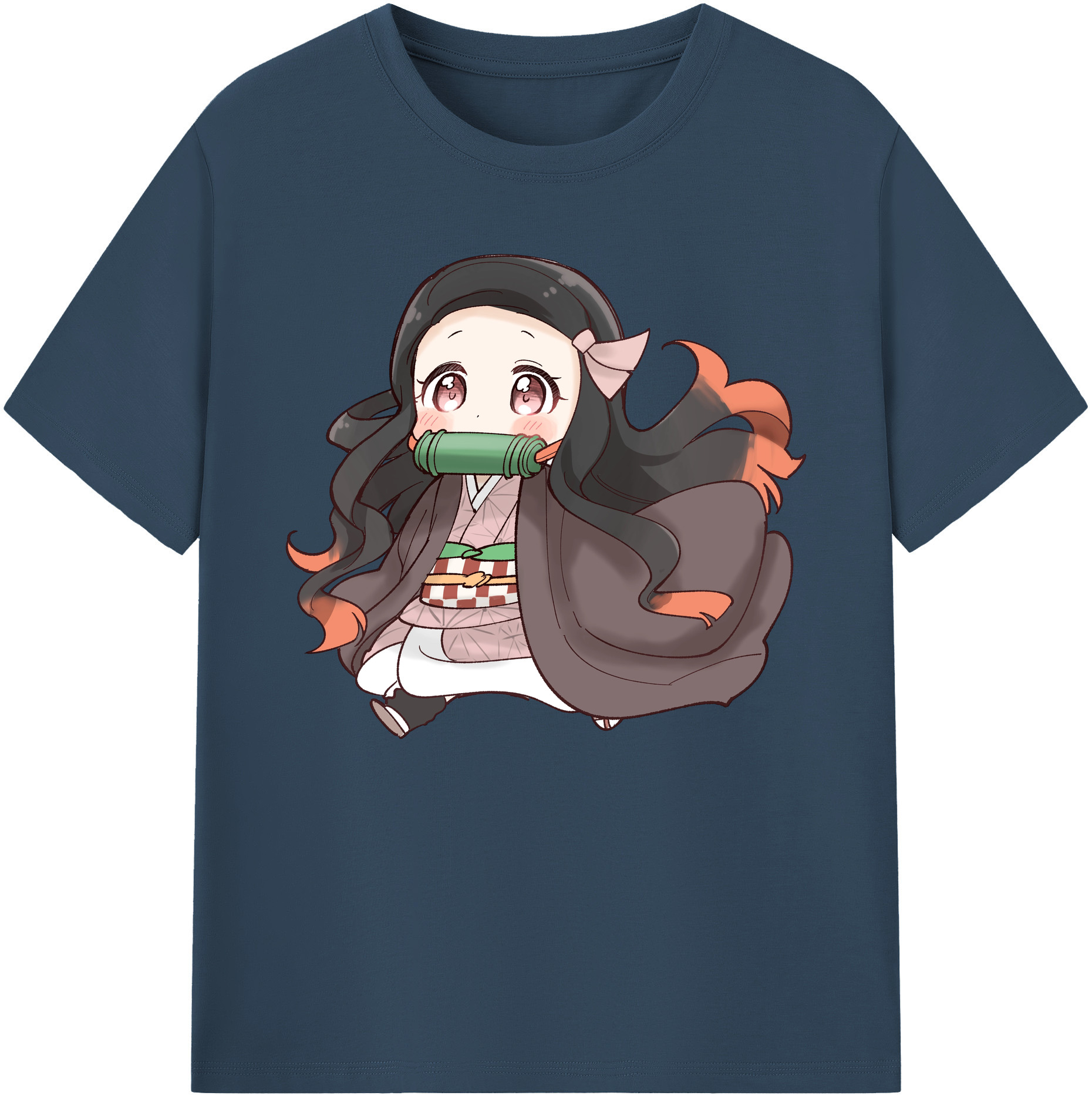 （画像用） 鬼滅の刃（きめつのやいば）竈門 禰󠄀豆子／かまど ねずこ Kamado Nezuko 綿100％ メンズ半袖Tシャツ｜肌触りやわらか＆通気性