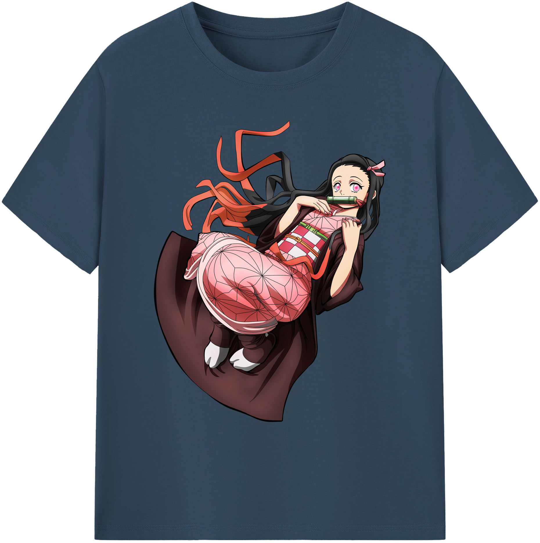 （画像用） 鬼滅の刃（きめつのやいば）竈門 禰󠄀豆子／かまど ねずこ Kamado Nezuko 綿100％ メンズ半袖Tシャツ｜肌触りやわらか＆通気性