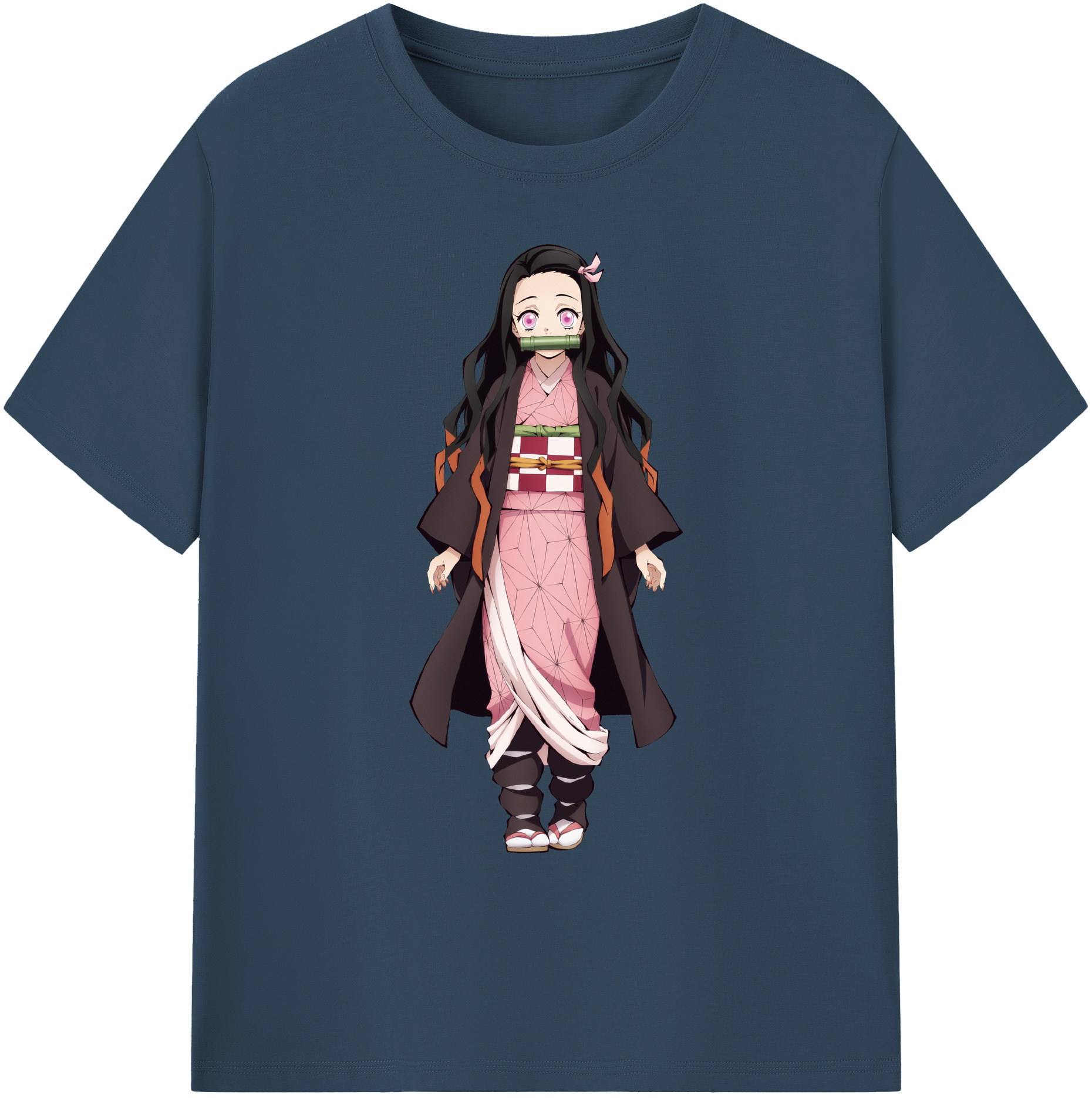 （画像用） 鬼滅の刃（きめつのやいば）竈門 禰󠄀豆子／かまど ねずこ Kamado Nezuko 綿100％ メンズ半袖Tシャツ｜肌触りやわらか＆通気性