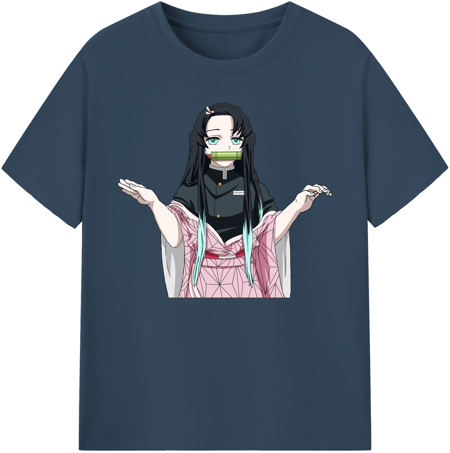 （画像用） 鬼滅の刃（きめつのやいば）竈門 禰󠄀豆子／かまど ねずこ Kamado Nezuko 綿100％ メンズ半袖Tシャツ｜肌触りやわらか＆通気性