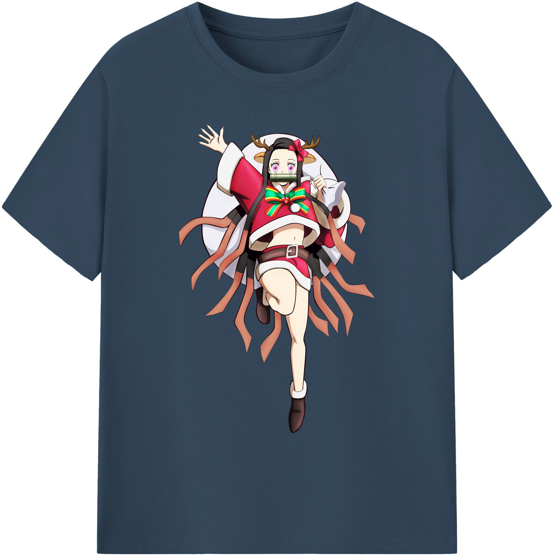 （画像用） 鬼滅の刃（きめつのやいば）竈門 禰󠄀豆子／かまど ねずこ Kamado Nezuko 綿100％ メンズ半袖Tシャツ｜肌触りやわらか＆通気性