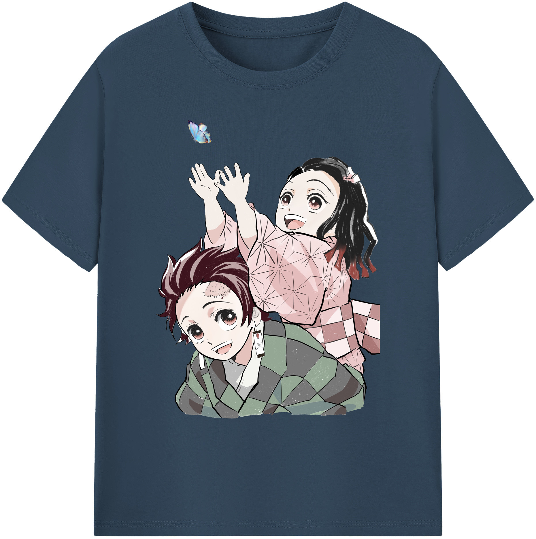 （画像用） 鬼滅の刃（きめつのやいば）竈門 禰󠄀豆子／かまど ねずこ Kamado Nezuko 綿100％ メンズ半袖Tシャツ｜肌触りやわらか＆通気性