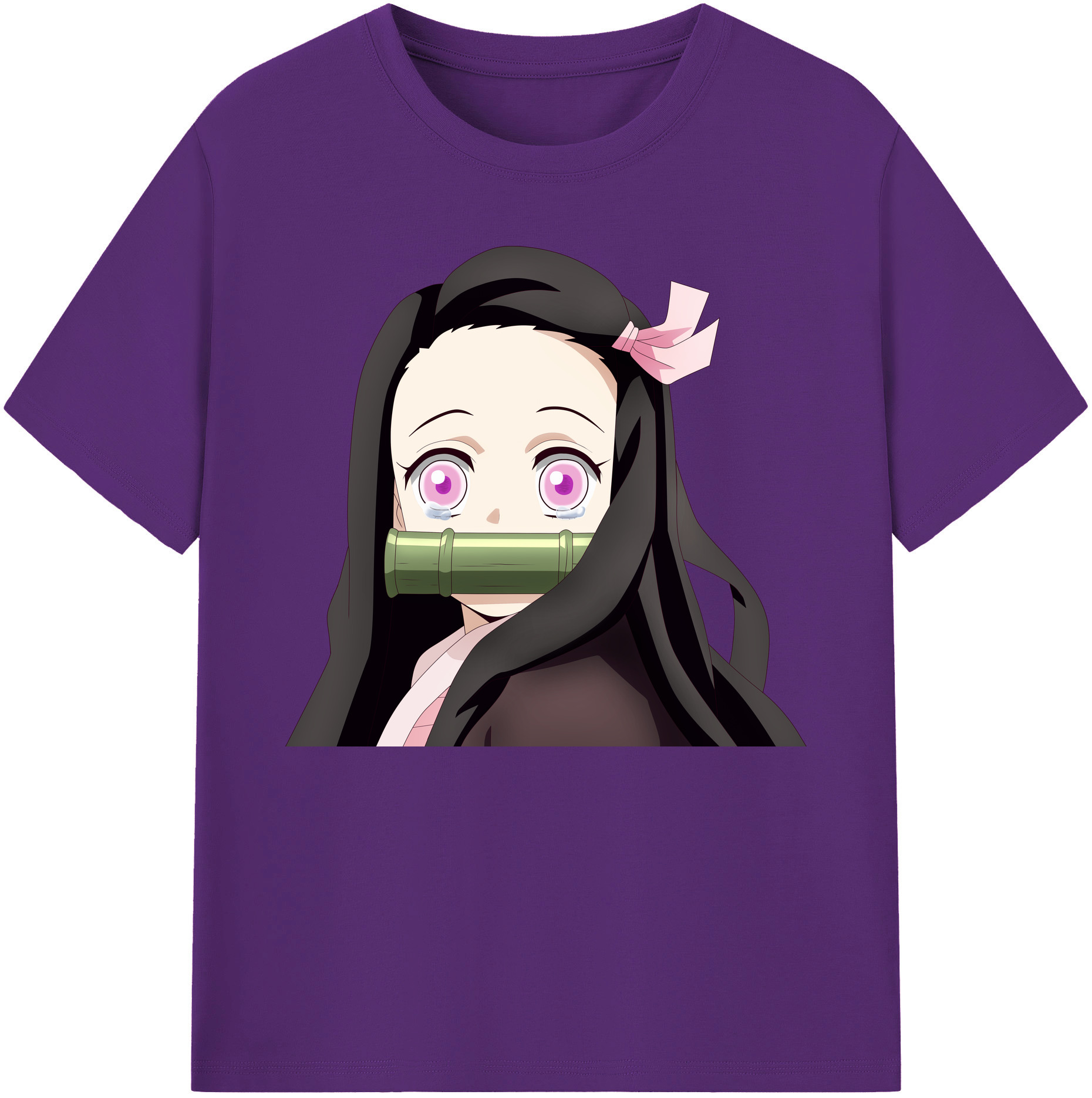 （画像用） 鬼滅の刃（きめつのやいば）竈門 禰󠄀豆子／かまど ねずこ Kamado Nezuko 綿100％ メンズ半袖Tシャツ｜肌触りやわらか＆通気性