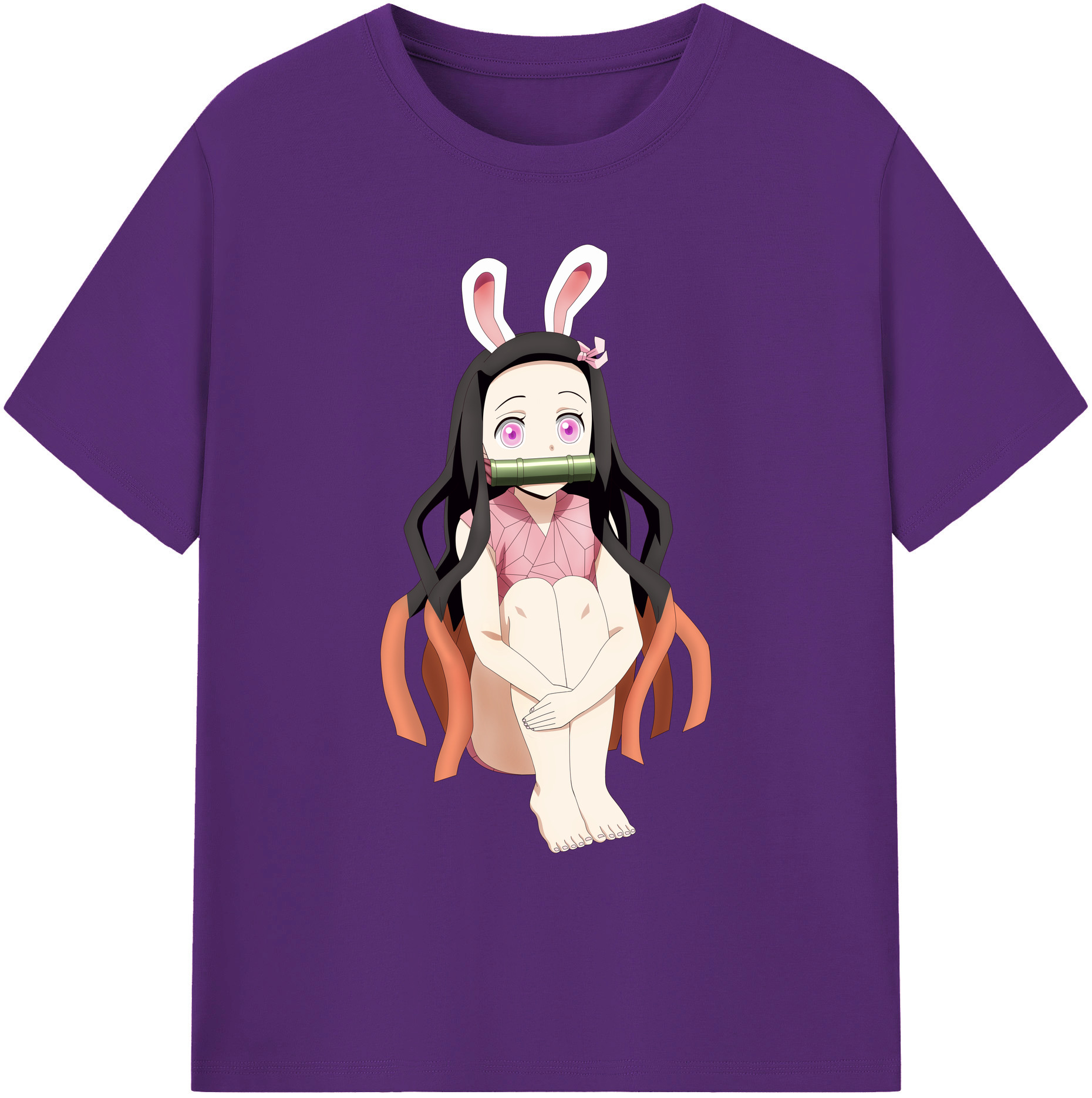 （画像用） 鬼滅の刃（きめつのやいば）竈門 禰󠄀豆子／かまど ねずこ Kamado Nezuko 綿100％ メンズ半袖Tシャツ｜肌触りやわらか＆通気性