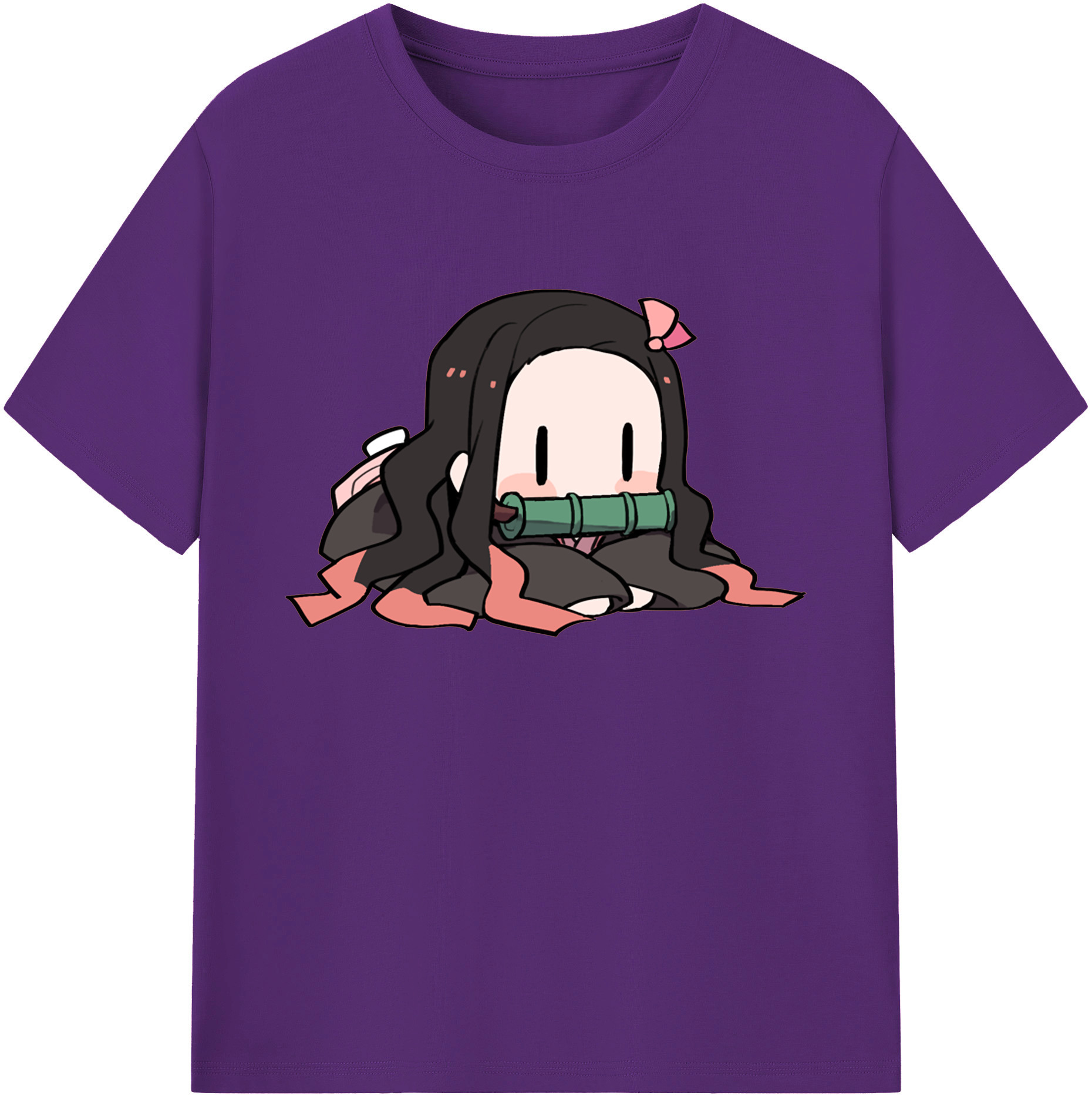（画像用） 鬼滅の刃（きめつのやいば）竈門 禰󠄀豆子／かまど ねずこ Kamado Nezuko 綿100％ メンズ半袖Tシャツ｜肌触りやわらか＆通気性