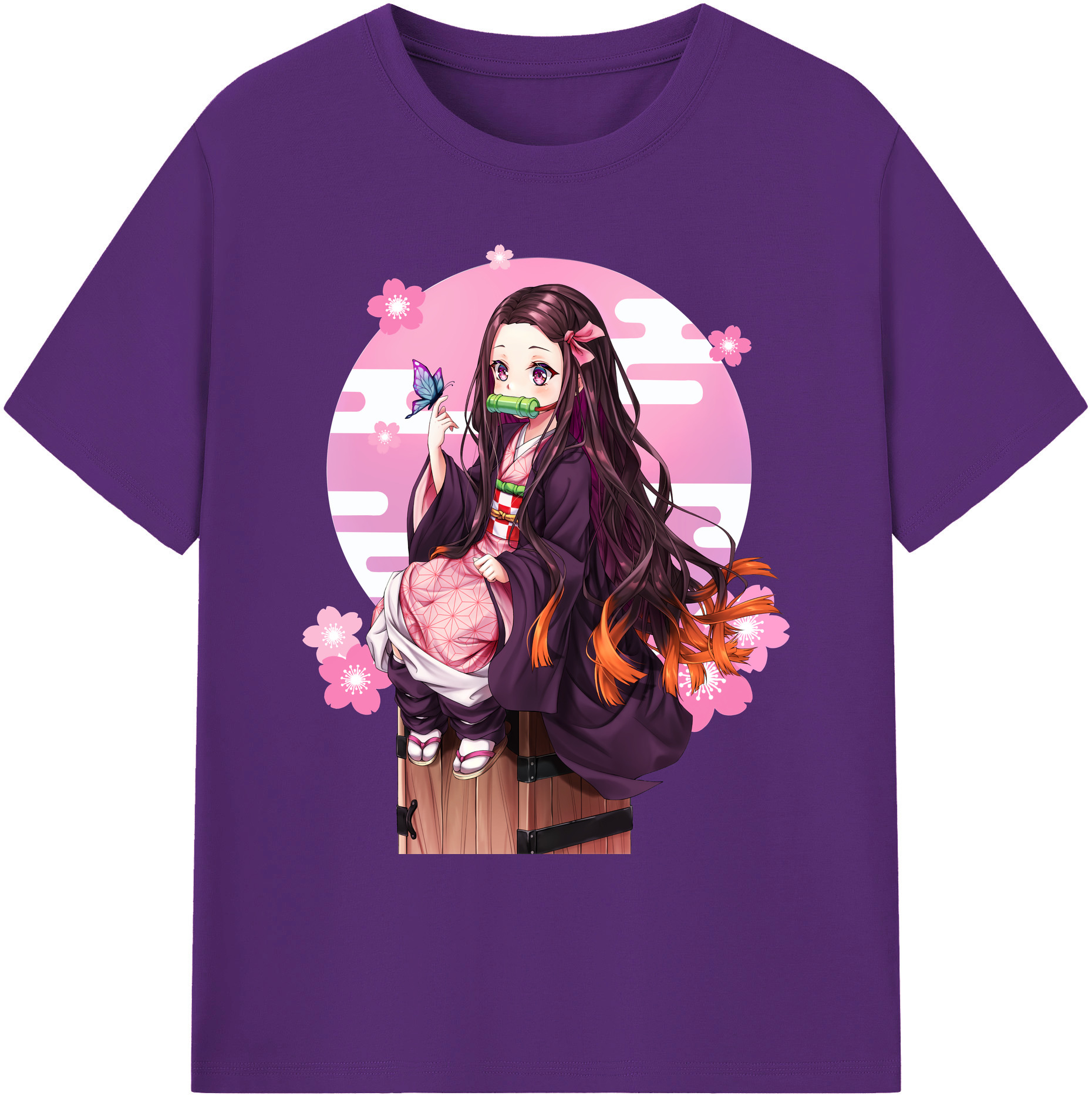 （画像用） 鬼滅の刃（きめつのやいば）竈門 禰󠄀豆子／かまど ねずこ Kamado Nezuko 綿100％ メンズ半袖Tシャツ｜肌触りやわらか＆通気性