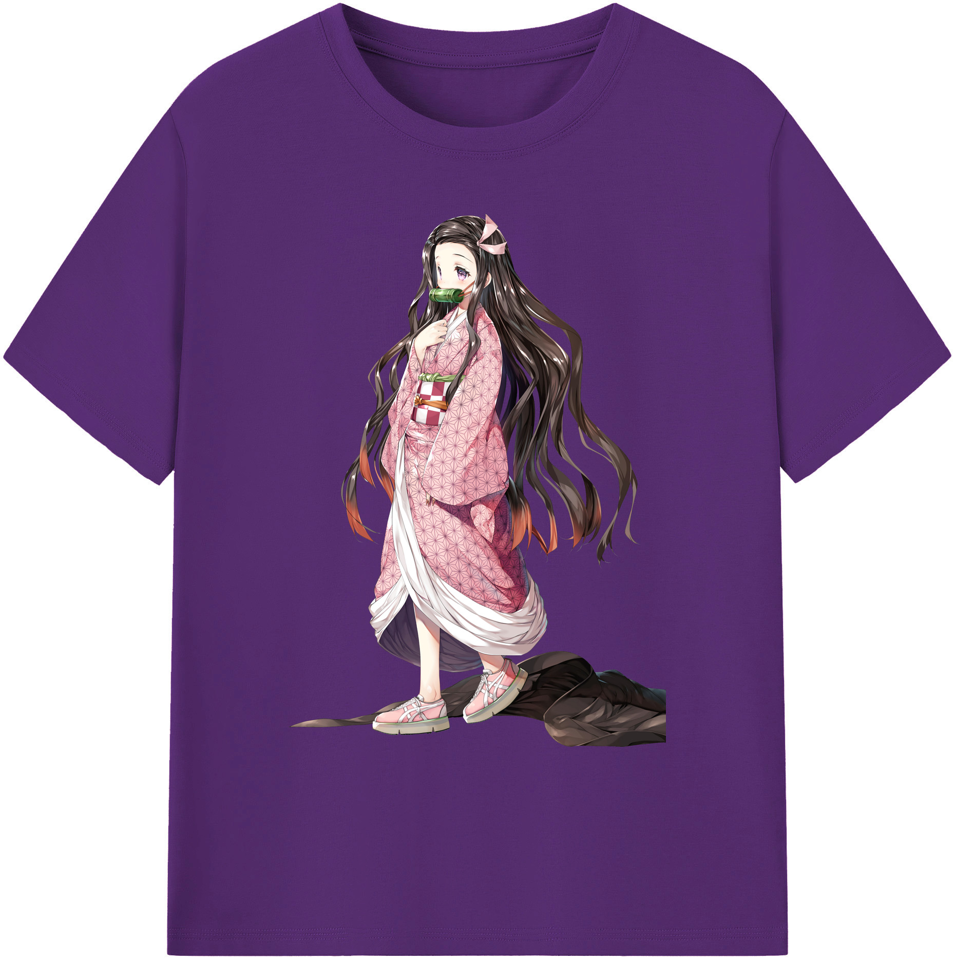 （画像用） 鬼滅の刃（きめつのやいば）竈門 禰󠄀豆子／かまど ねずこ Kamado Nezuko 綿100％ メンズ半袖Tシャツ｜肌触りやわらか＆通気性