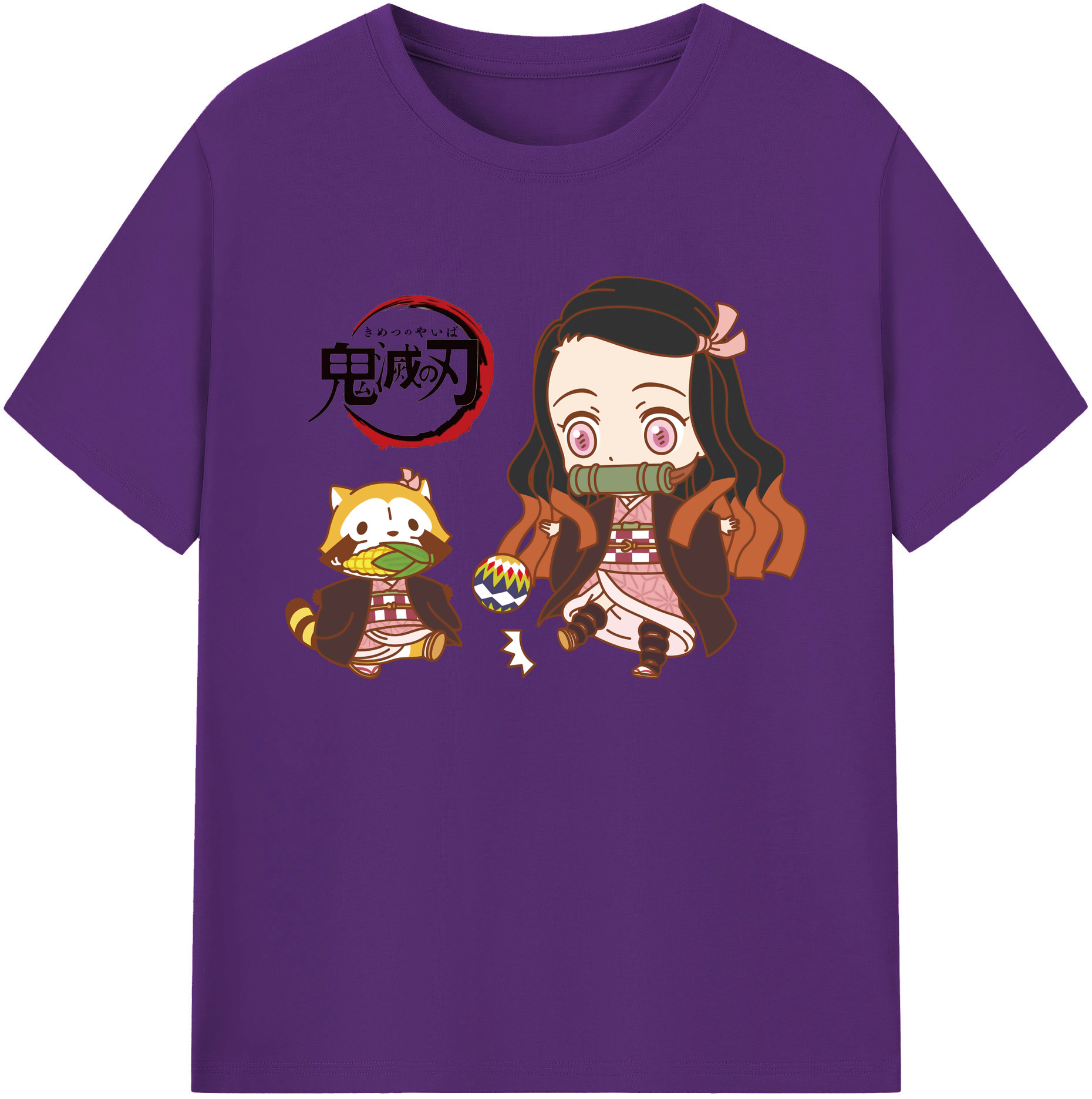 （画像用） 鬼滅の刃（きめつのやいば）竈門 禰󠄀豆子／かまど ねずこ Kamado Nezuko 綿100％ メンズ半袖Tシャツ｜肌触りやわらか＆通気性
