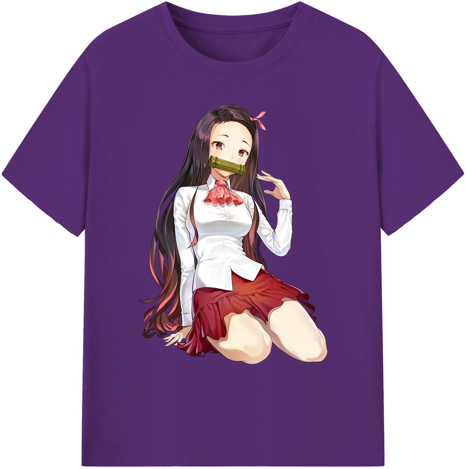 （画像用） 鬼滅の刃（きめつのやいば）竈門 禰󠄀豆子／かまど ねずこ Kamado Nezuko 綿100％ メンズ半袖Tシャツ｜肌触りやわらか＆通気性