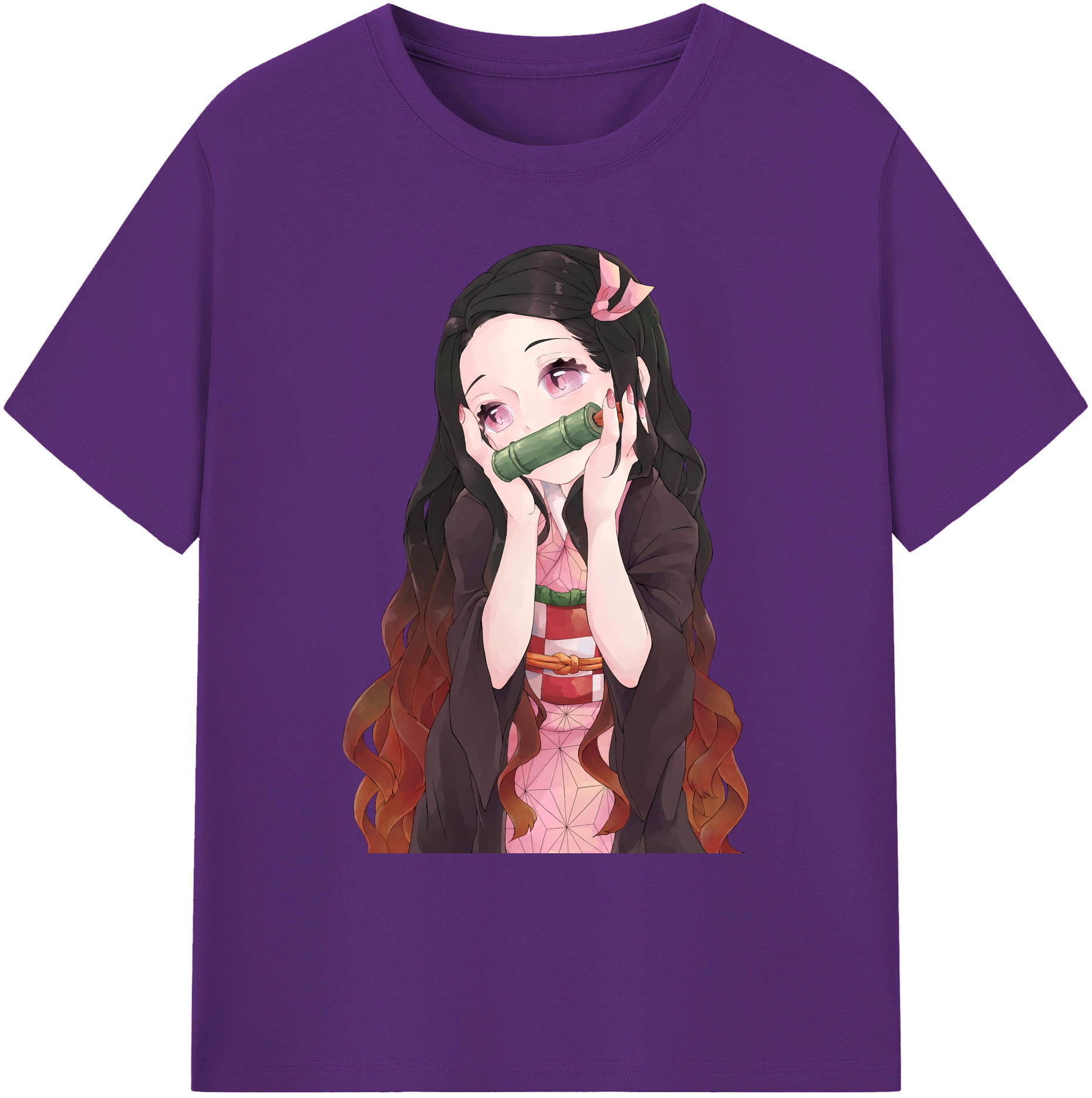 （画像用） 鬼滅の刃（きめつのやいば）竈門 禰󠄀豆子／かまど ねずこ Kamado Nezuko 綿100％ メンズ半袖Tシャツ｜肌触りやわらか＆通気性