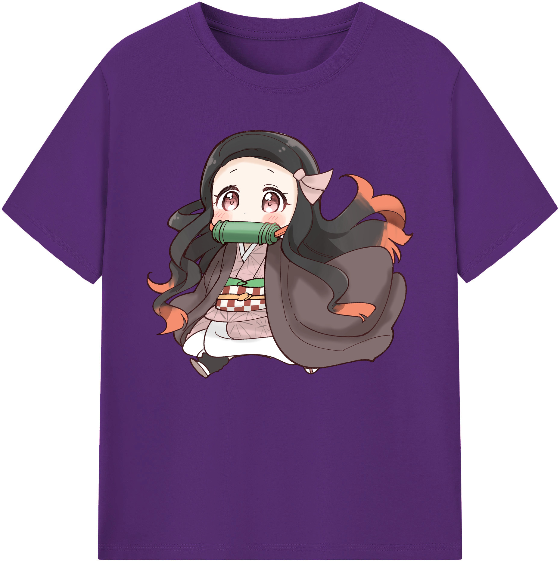 （画像用） 鬼滅の刃（きめつのやいば）竈門 禰󠄀豆子／かまど ねずこ Kamado Nezuko 綿100％ メンズ半袖Tシャツ｜肌触りやわらか＆通気性