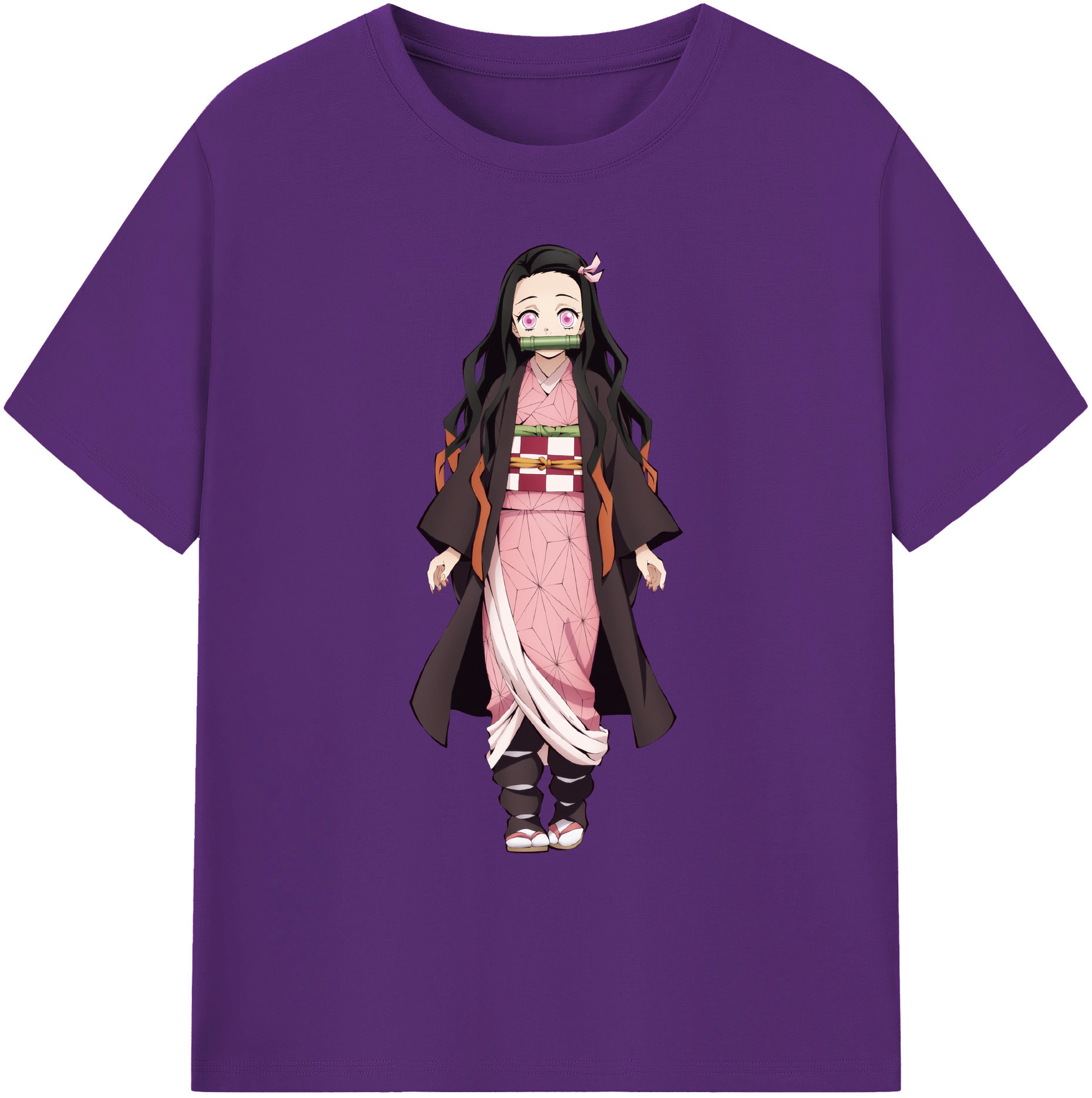 （画像用） 鬼滅の刃（きめつのやいば）竈門 禰󠄀豆子／かまど ねずこ Kamado Nezuko 綿100％ メンズ半袖Tシャツ｜肌触りやわらか＆通気性