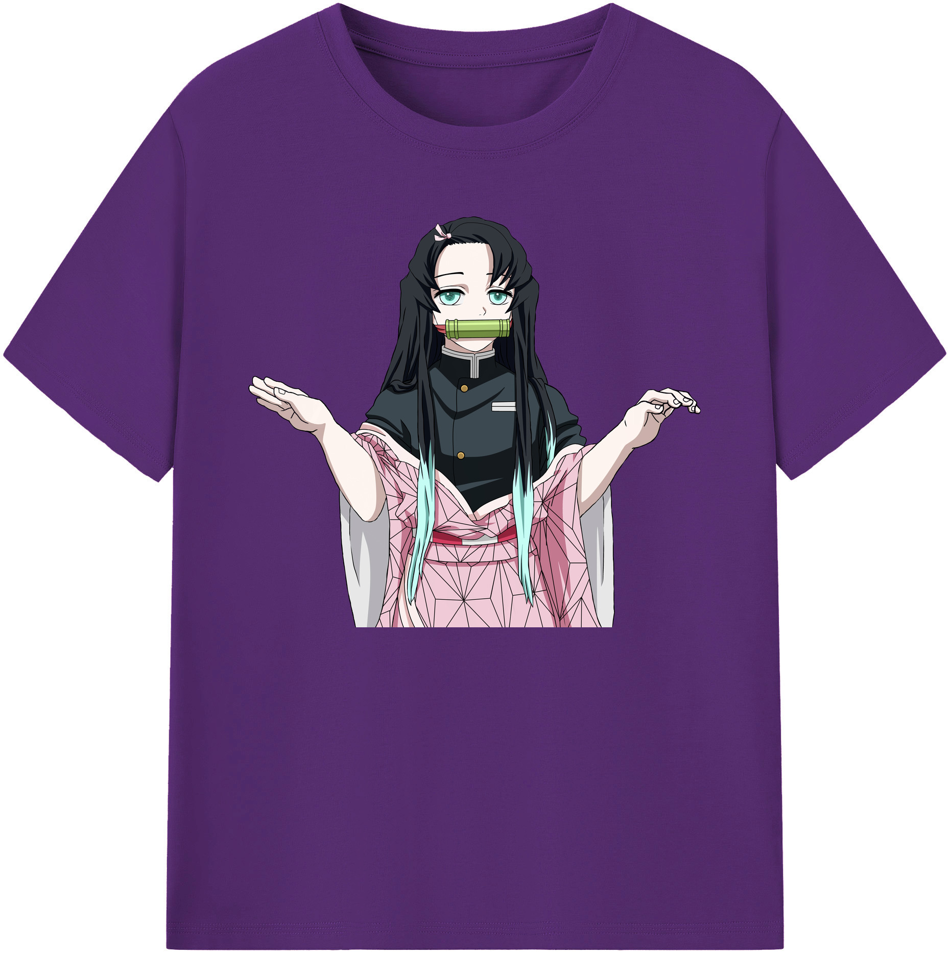 （画像用） 鬼滅の刃（きめつのやいば）竈門 禰󠄀豆子／かまど ねずこ Kamado Nezuko 綿100％ メンズ半袖Tシャツ｜肌触りやわらか＆通気性
