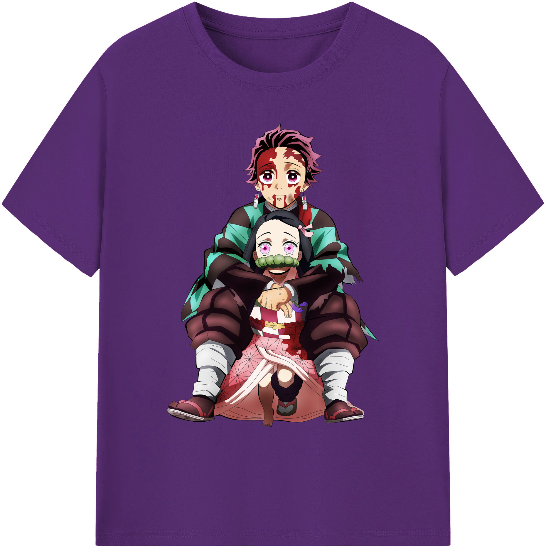 （画像用） 鬼滅の刃（きめつのやいば）竈門 禰󠄀豆子／かまど ねずこ Kamado Nezuko 綿100％ メンズ半袖Tシャツ｜肌触りやわらか＆通気性