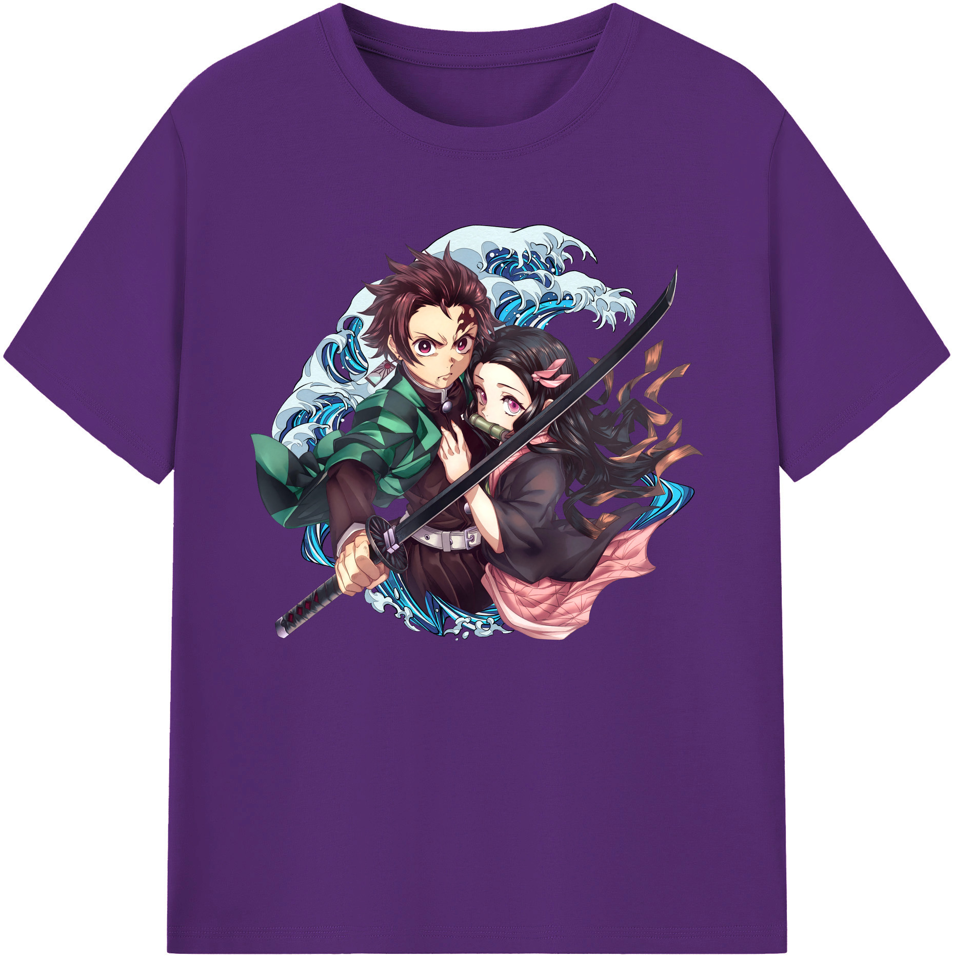 （画像用） 鬼滅の刃（きめつのやいば）竈門 禰󠄀豆子／かまど ねずこ Kamado Nezuko 綿100％ メンズ半袖Tシャツ｜肌触りやわらか＆通気性
