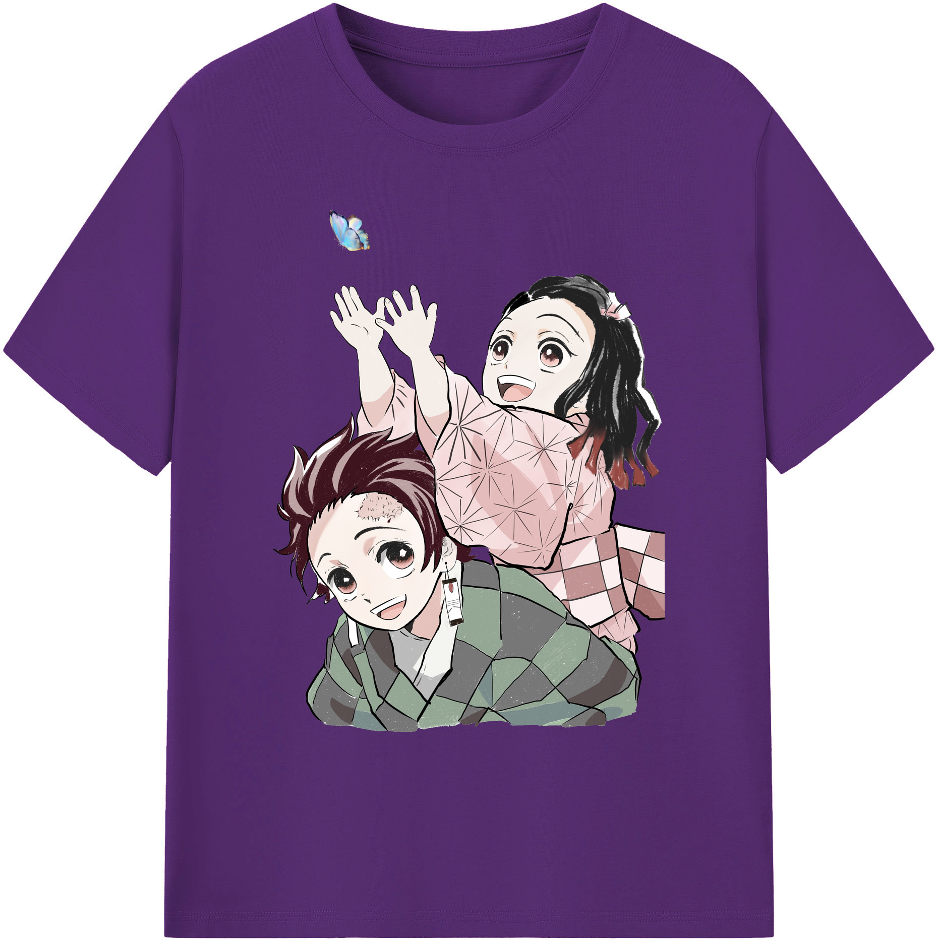 （画像用） 鬼滅の刃（きめつのやいば）竈門 禰󠄀豆子／かまど ねずこ Kamado Nezuko 綿100％ メンズ半袖Tシャツ｜肌触りやわらか＆通気性