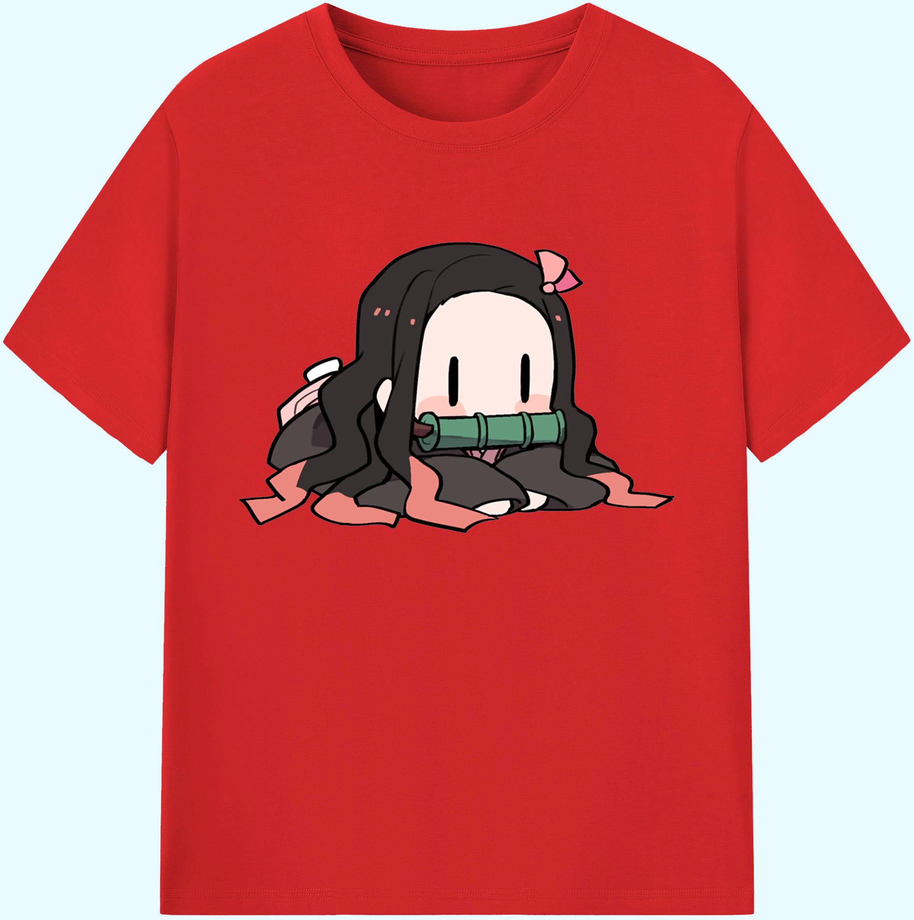 （画像用） 鬼滅の刃（きめつのやいば）竈門 禰󠄀豆子／かまど ねずこ Kamado Nezuko 綿100％ メンズ半袖Tシャツ｜肌触りやわらか＆通気性