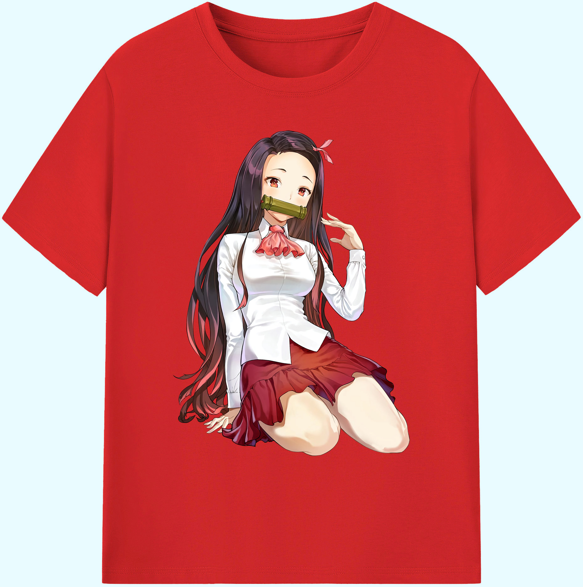 （画像用） 鬼滅の刃（きめつのやいば）竈門 禰󠄀豆子／かまど ねずこ Kamado Nezuko 綿100％ メンズ半袖Tシャツ｜肌触りやわらか＆通気性