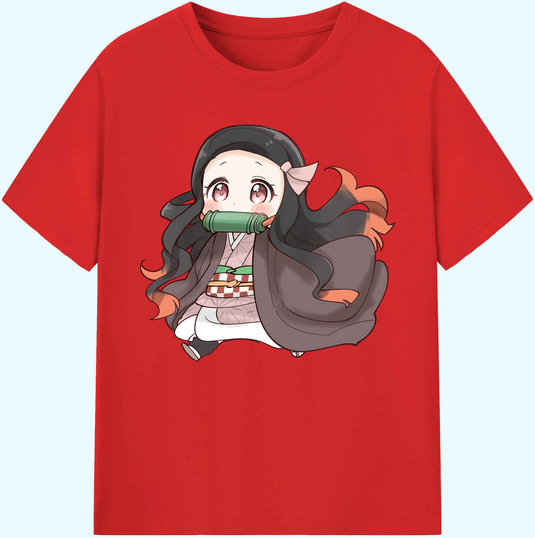 （画像用） 鬼滅の刃（きめつのやいば）竈門 禰󠄀豆子／かまど ねずこ Kamado Nezuko 綿100％ メンズ半袖Tシャツ｜肌触りやわらか＆通気性