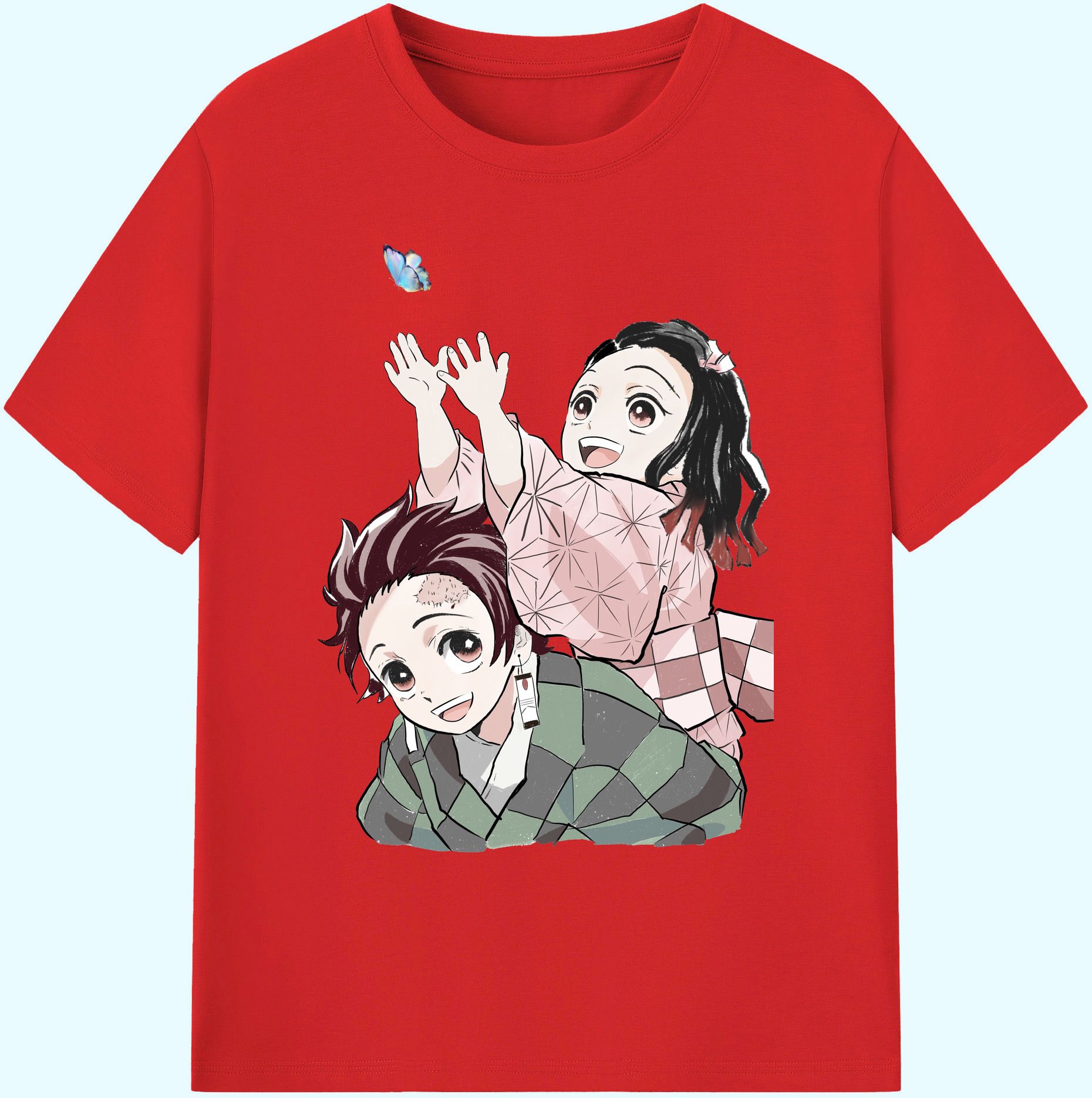 （画像用） 鬼滅の刃（きめつのやいば）竈門 禰󠄀豆子／かまど ねずこ Kamado Nezuko 綿100％ メンズ半袖Tシャツ｜肌触りやわらか＆通気性
