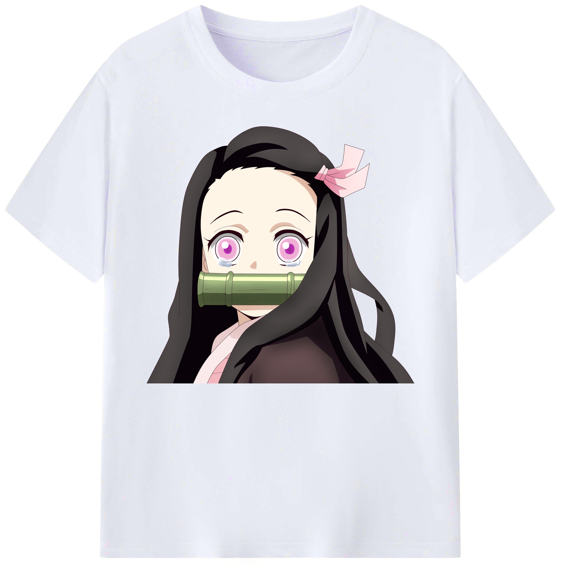 （画像用） 鬼滅の刃（きめつのやいば）竈門 禰󠄀豆子／かまど ねずこ Kamado Nezuko 綿100％ メンズ半袖Tシャツ｜肌触りやわらか＆通気性