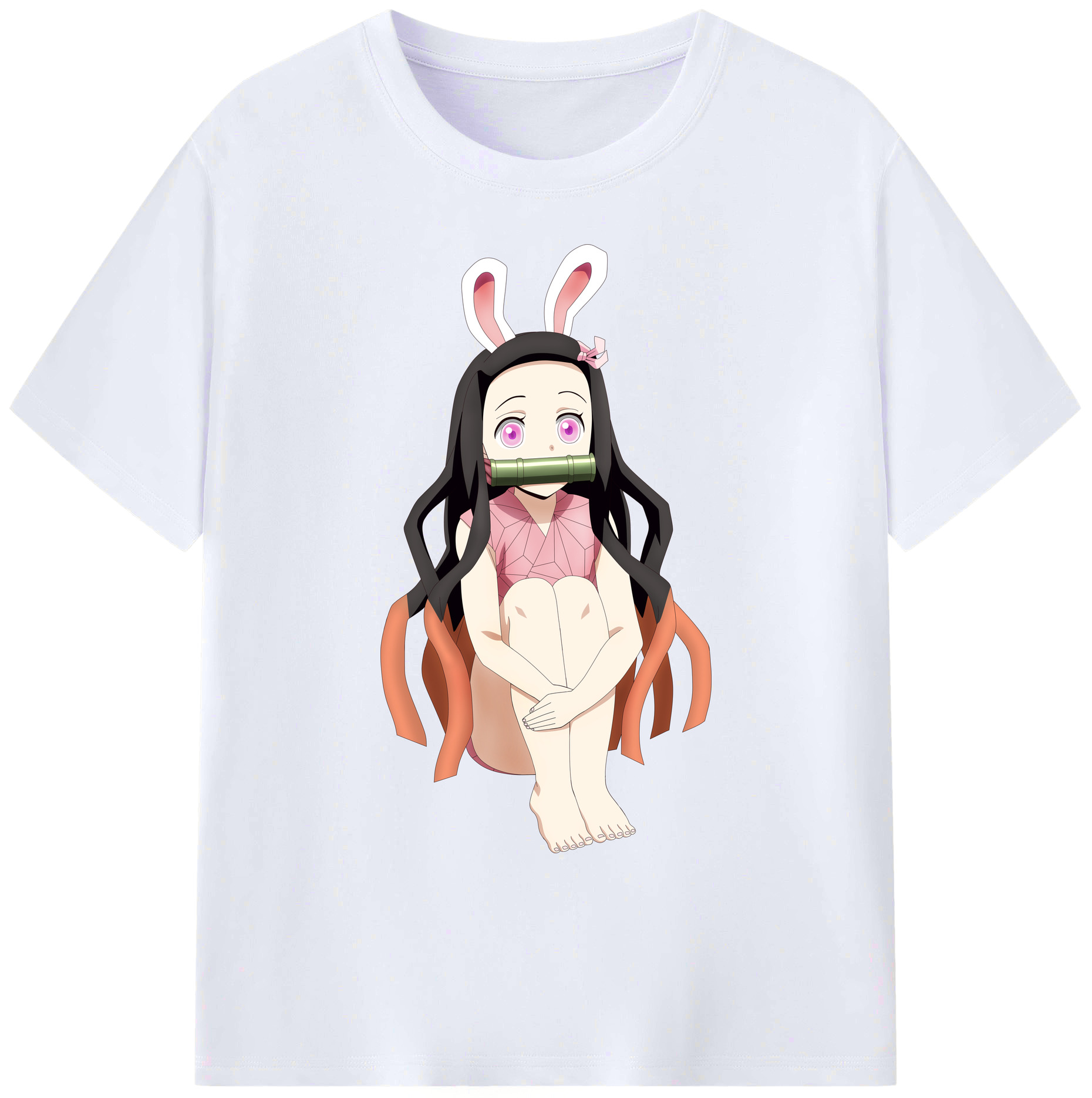 （画像用） 鬼滅の刃（きめつのやいば）竈門 禰󠄀豆子／かまど ねずこ Kamado Nezuko 綿100％ メンズ半袖Tシャツ｜肌触りやわらか＆通気性